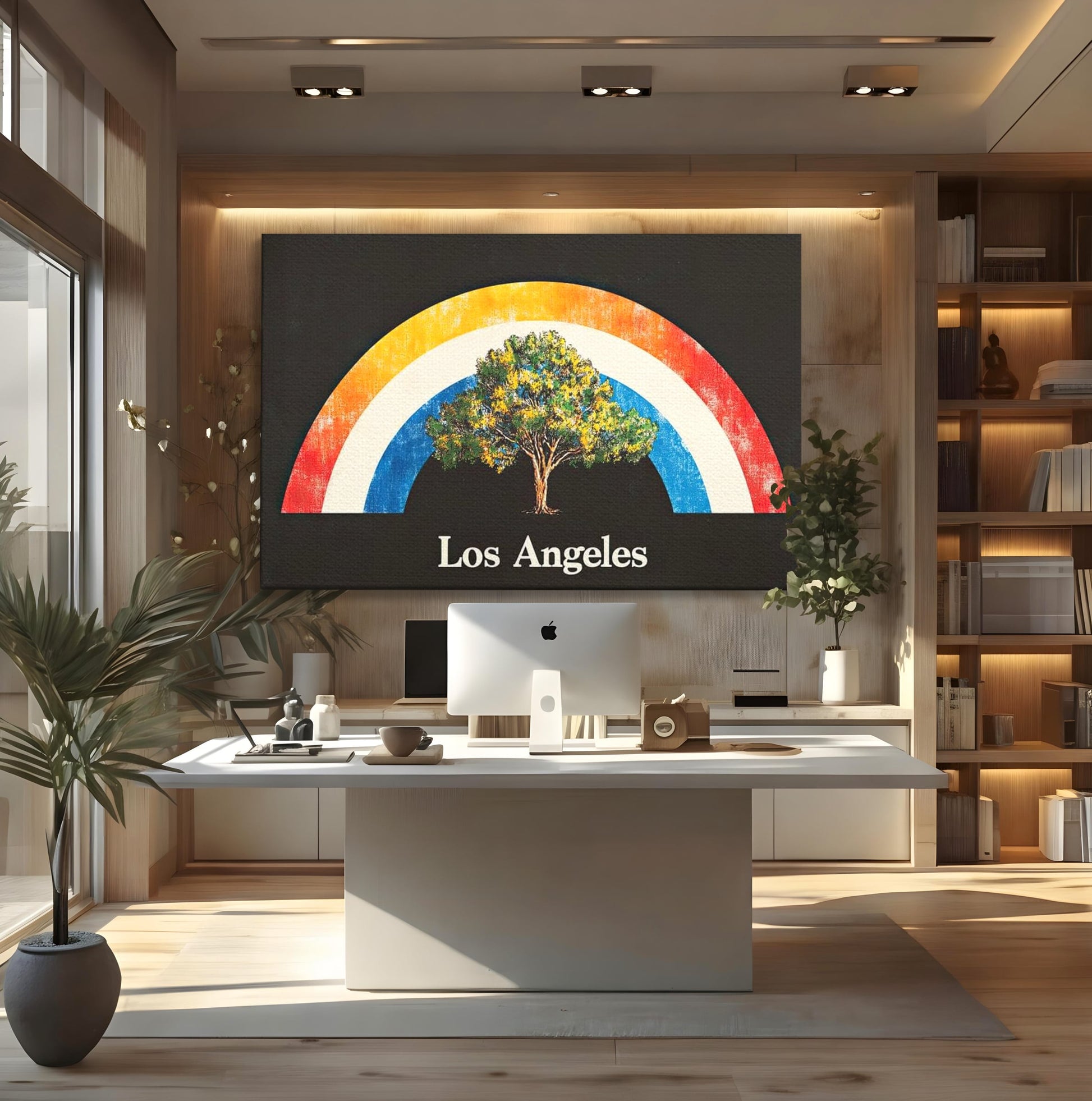 Tablou Canvas Premium LuxCanva® F1015, Los Angeles Spirit , Minimalist, California, Vis, Orasul Ingerilor, Pacific, Living, Birou, Culori vibrante