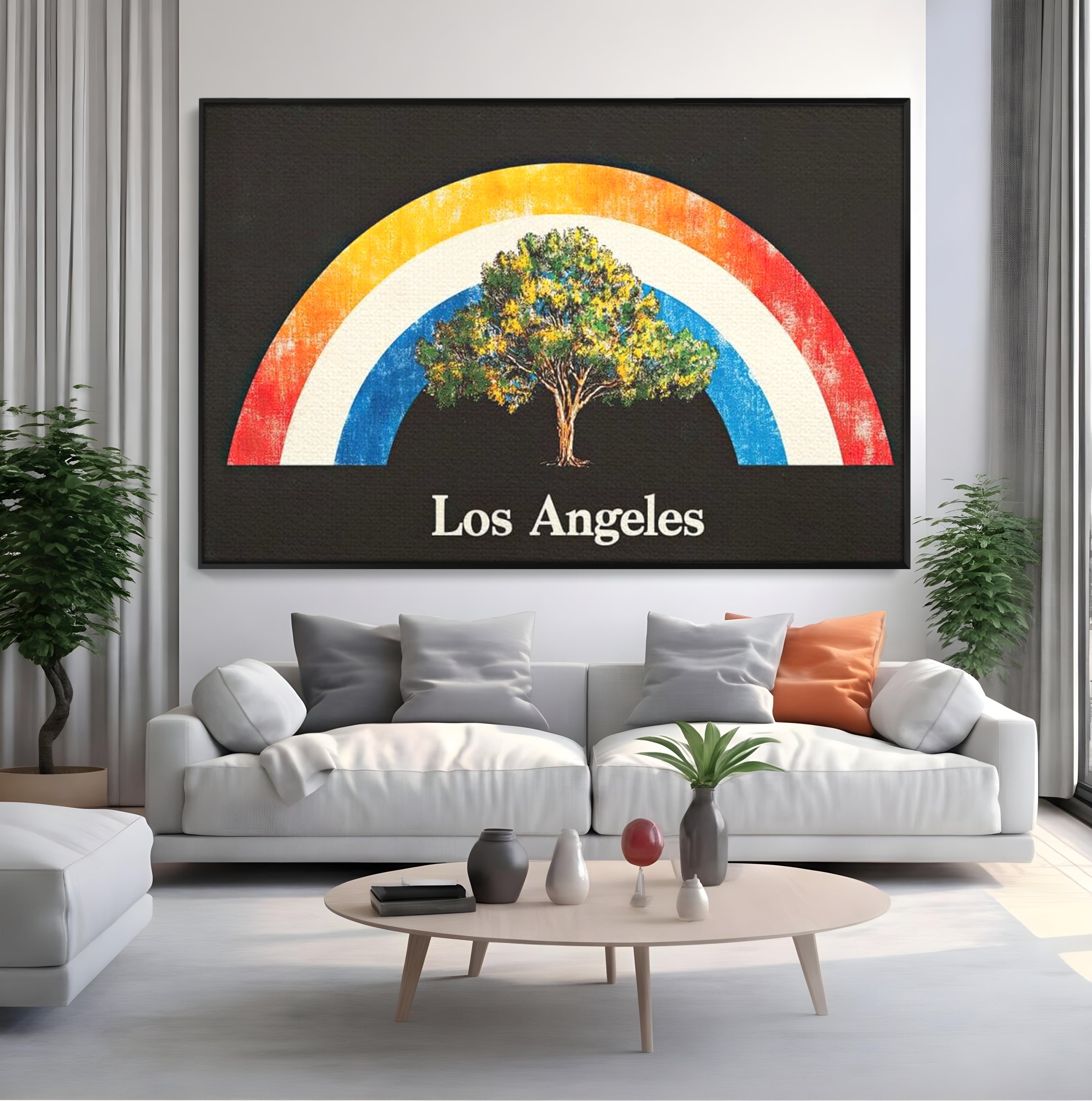 Tablou Canvas Premium LuxCanva® F1015, Los Angeles Spirit , Minimalist, California, Vis, Orasul Ingerilor, Pacific, Living, Birou, Culori vibrante