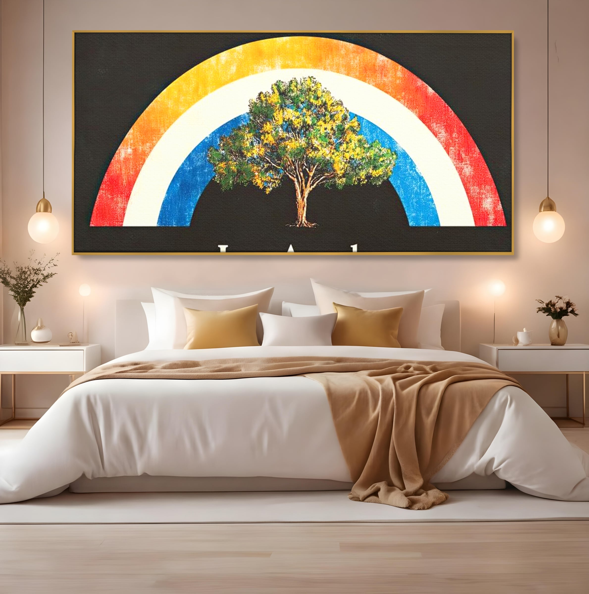 Tablou Canvas Premium LuxCanva® F1015, Los Angeles Spirit , Minimalist, California, Vis, Orasul Ingerilor, Pacific, Living, Birou, Culori vibrante