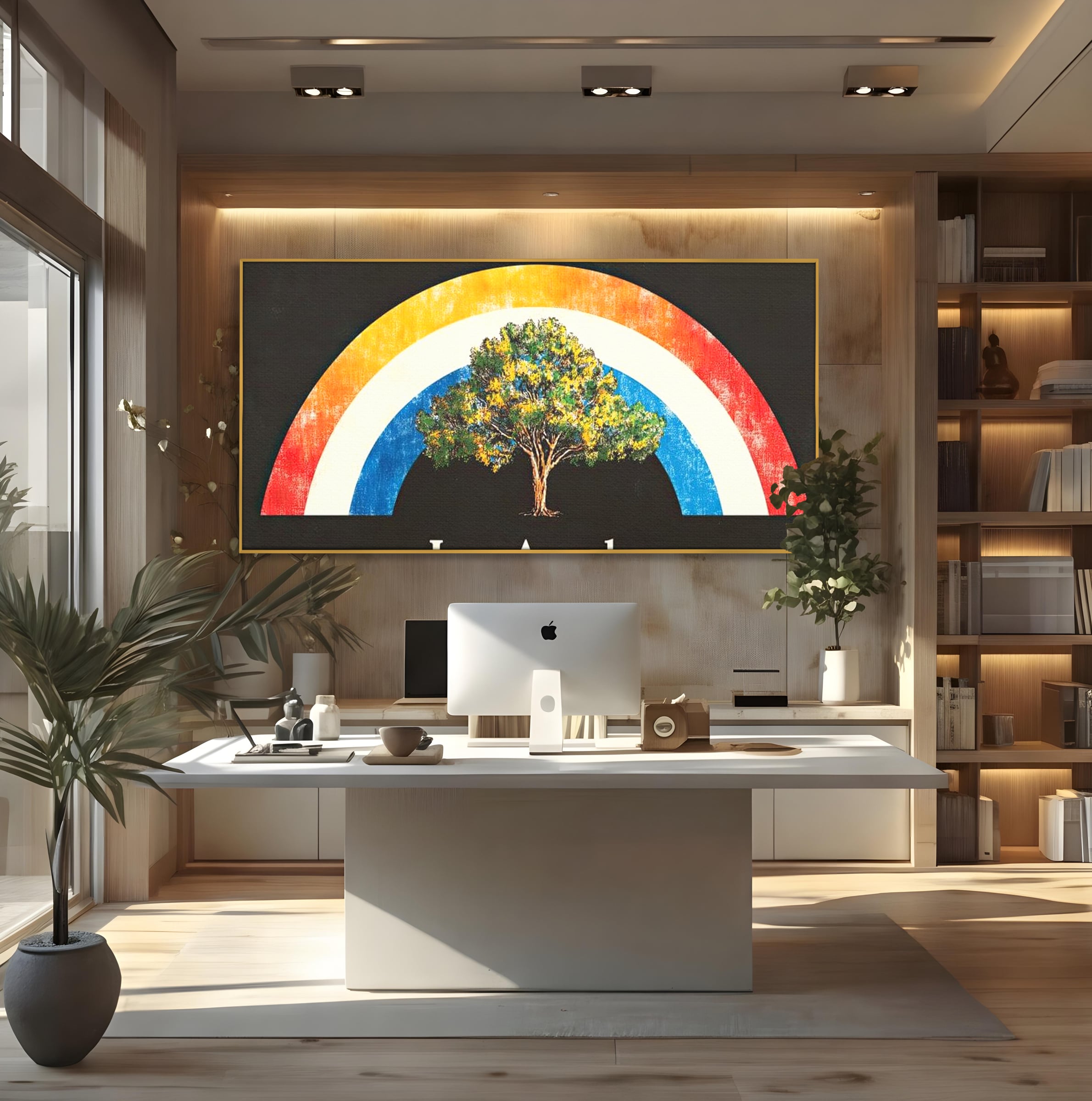 Tablou Canvas Premium LuxCanva® F1015, Los Angeles Spirit , Minimalist, California, Vis, Orasul Ingerilor, Pacific, Living, Birou, Culori vibrante