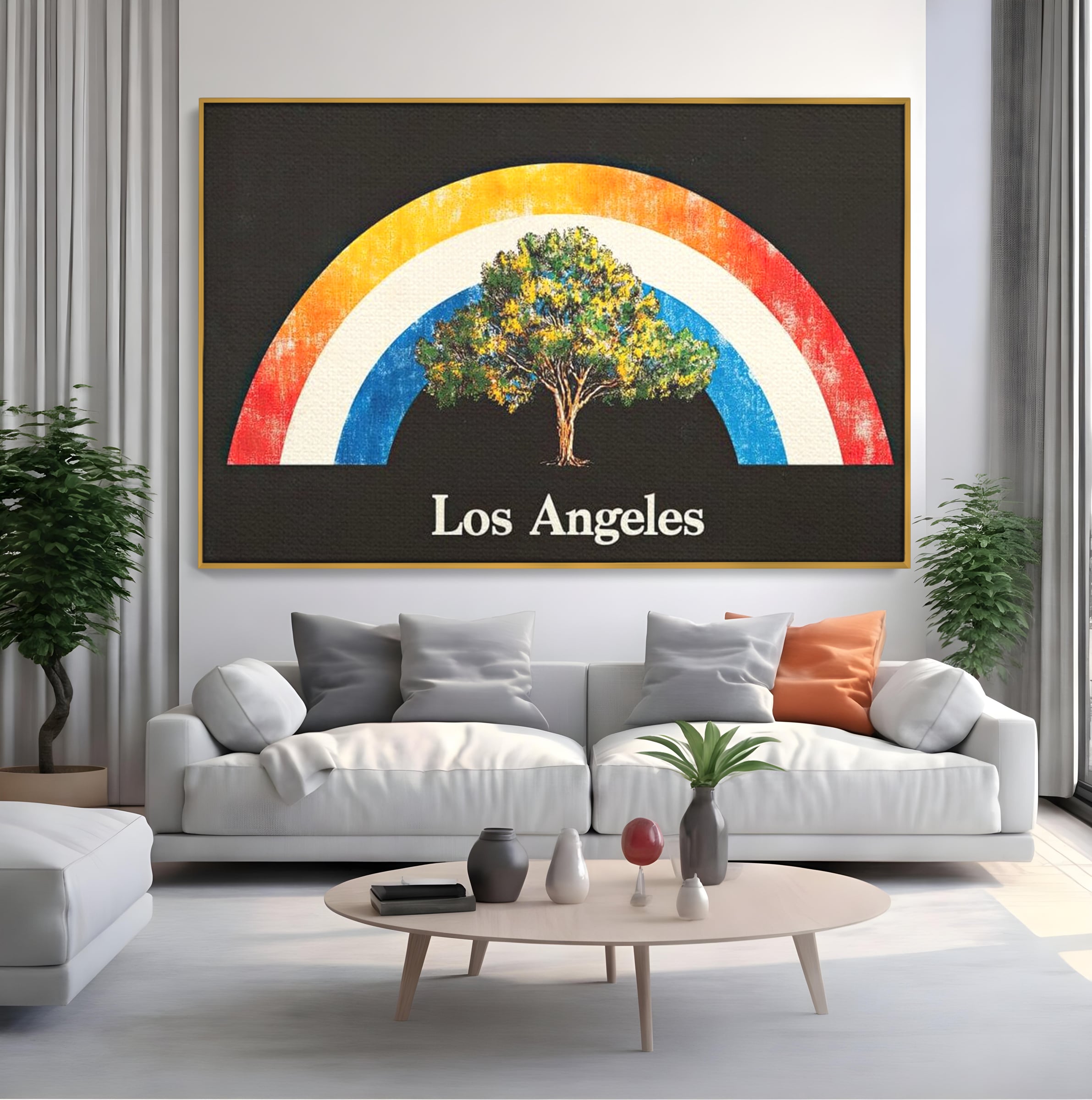 Tablou Canvas Premium LuxCanva® F1015, Los Angeles Spirit , Minimalist, California, Vis, Orasul Ingerilor, Pacific, Living, Birou, Culori vibrante