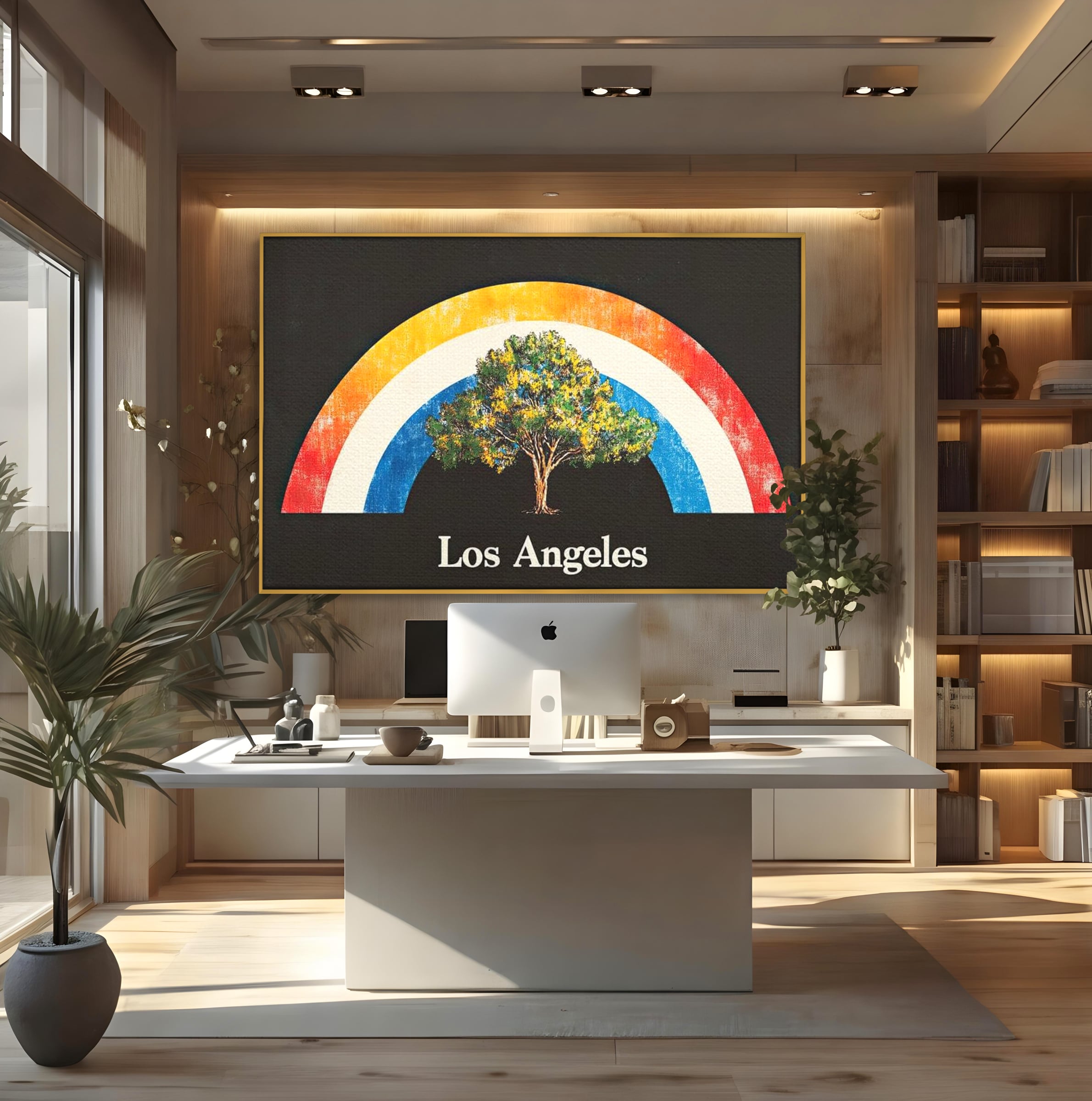 Tablou Canvas Premium LuxCanva® F1015, Los Angeles Spirit , Minimalist, California, Vis, Orasul Ingerilor, Pacific, Living, Birou, Culori vibrante