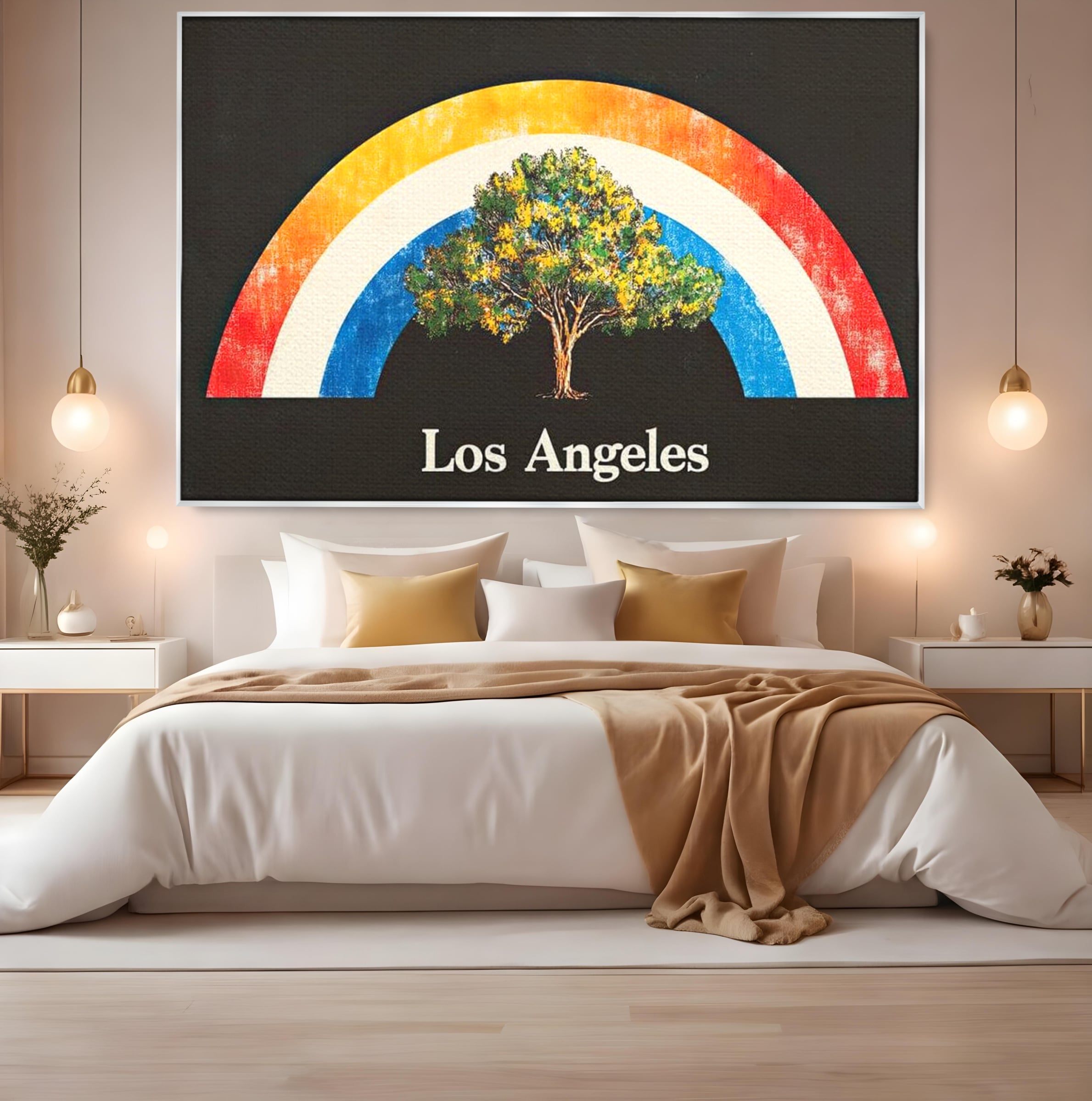 Tablou Canvas Premium LuxCanva® F1015, Los Angeles Spirit , Minimalist, California, Vis, Orasul Ingerilor, Pacific, Living, Birou, Culori vibrante