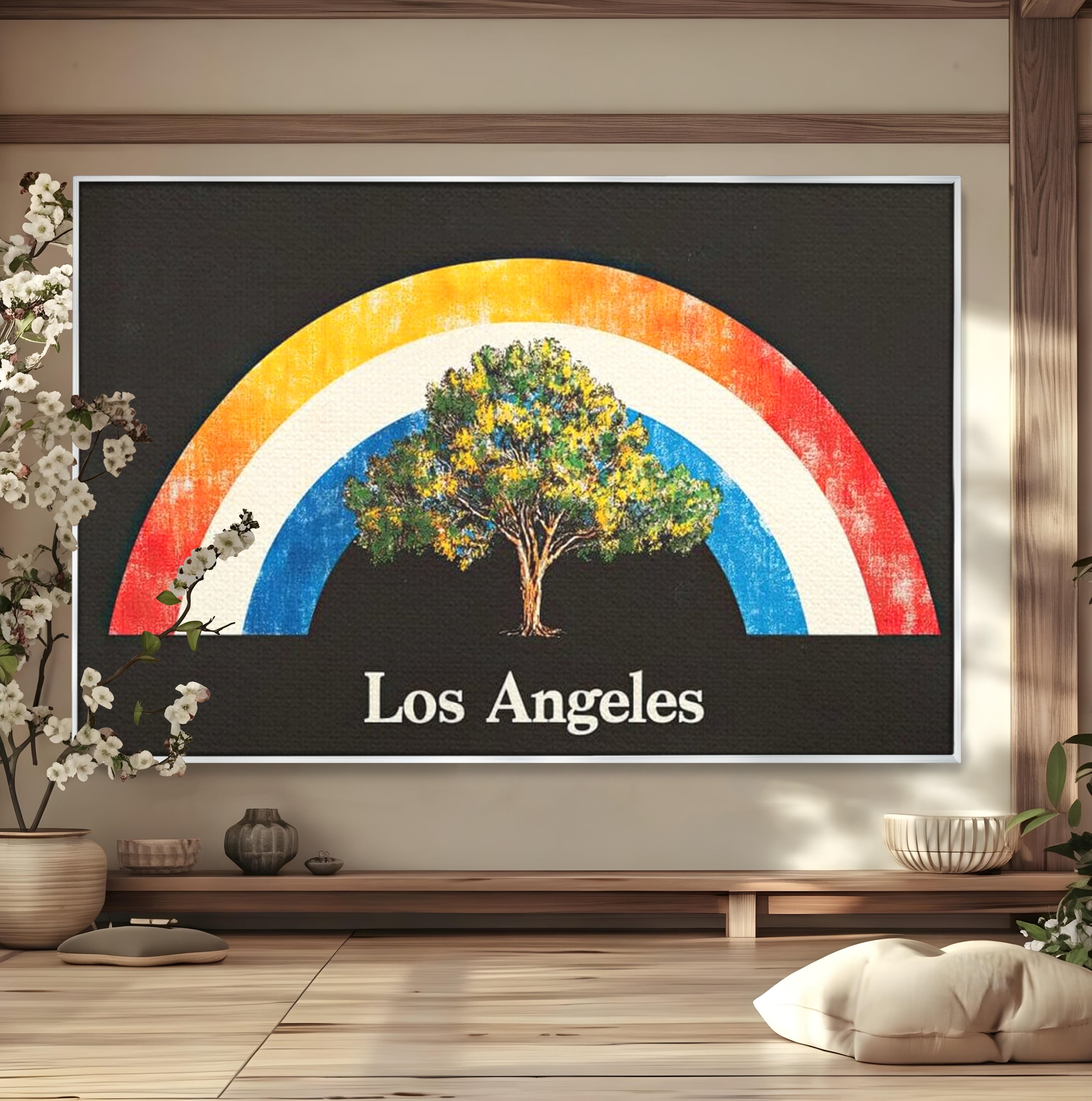 Tablou Canvas Premium LuxCanva® F1015, Los Angeles Spirit , Minimalist, California, Vis, Orasul Ingerilor, Pacific, Living, Birou, Culori vibrante