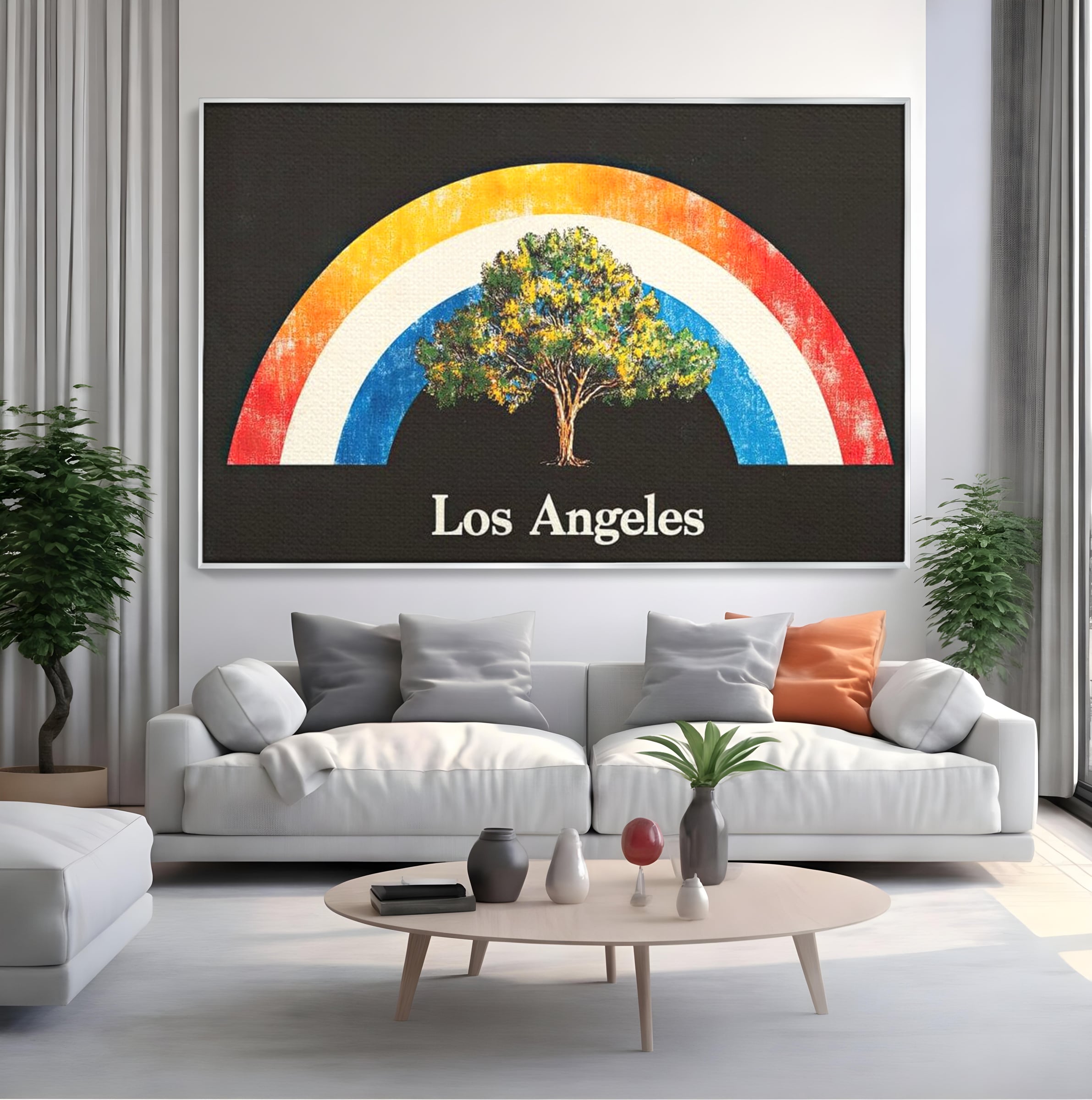 Tablou Canvas Premium LuxCanva® F1015, Los Angeles Spirit , Minimalist, California, Vis, Orasul Ingerilor, Pacific, Living, Birou, Culori vibrante
