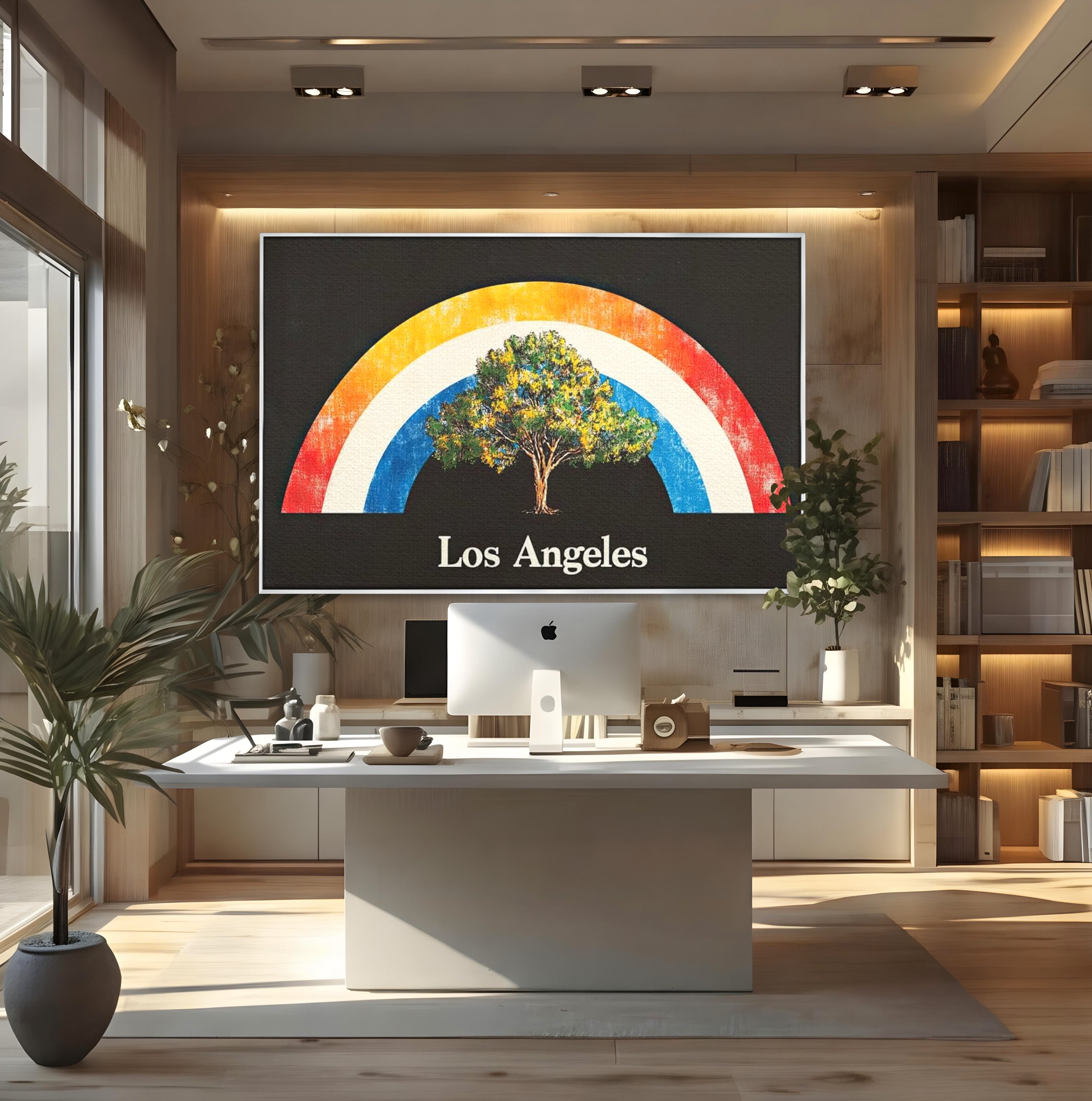 Tablou Canvas Premium LuxCanva® F1015, Los Angeles Spirit , Minimalist, California, Vis, Orasul Ingerilor, Pacific, Living, Birou, Culori vibrante
