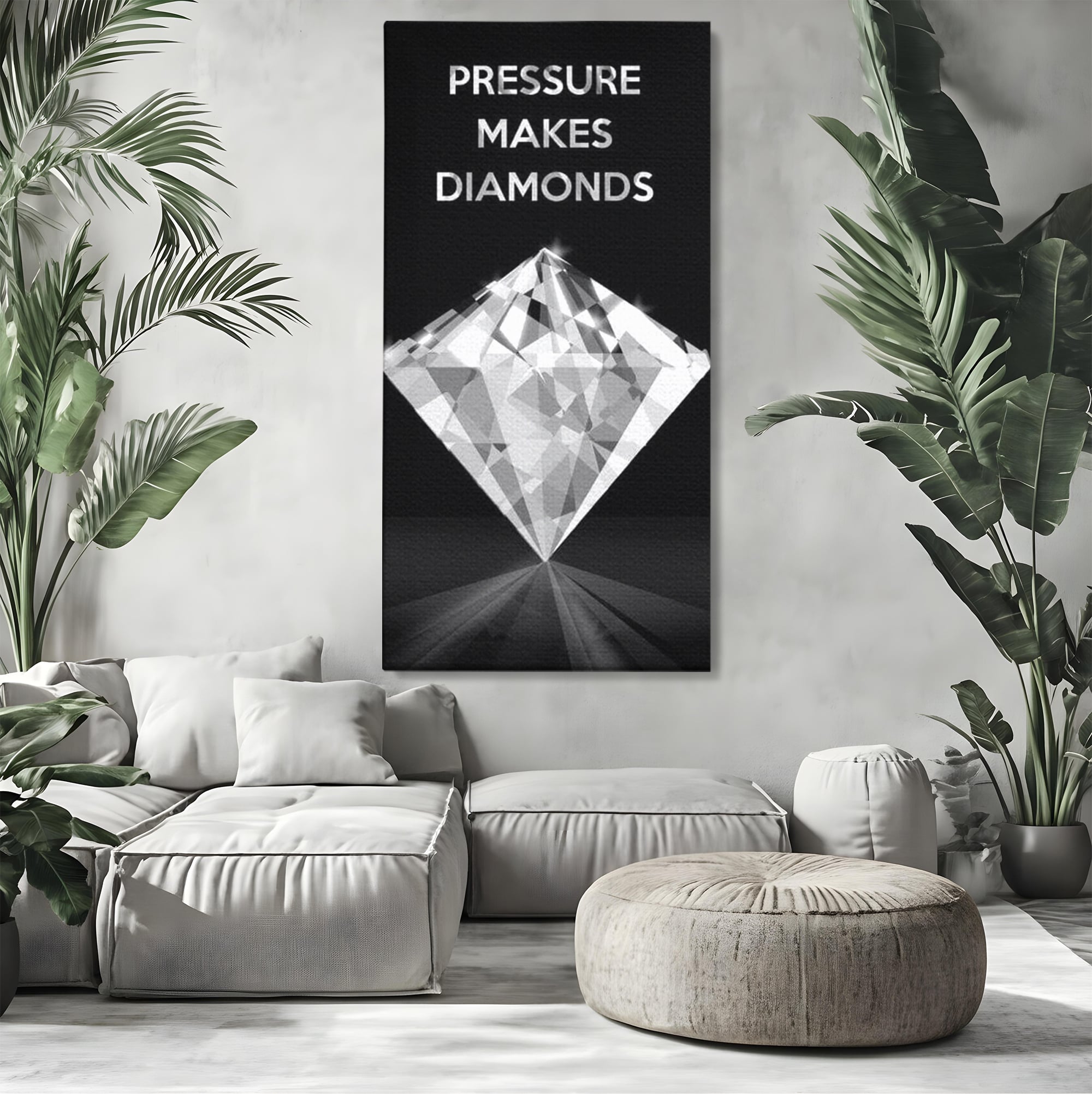 Leinwandbild Premium LuxCanva® F1019, Be a Diamond in the Face of Challenges , Schmuck, Stein, Diamant, Glanz, Eleganz, Wohnen, Büro, Lebendige Farben