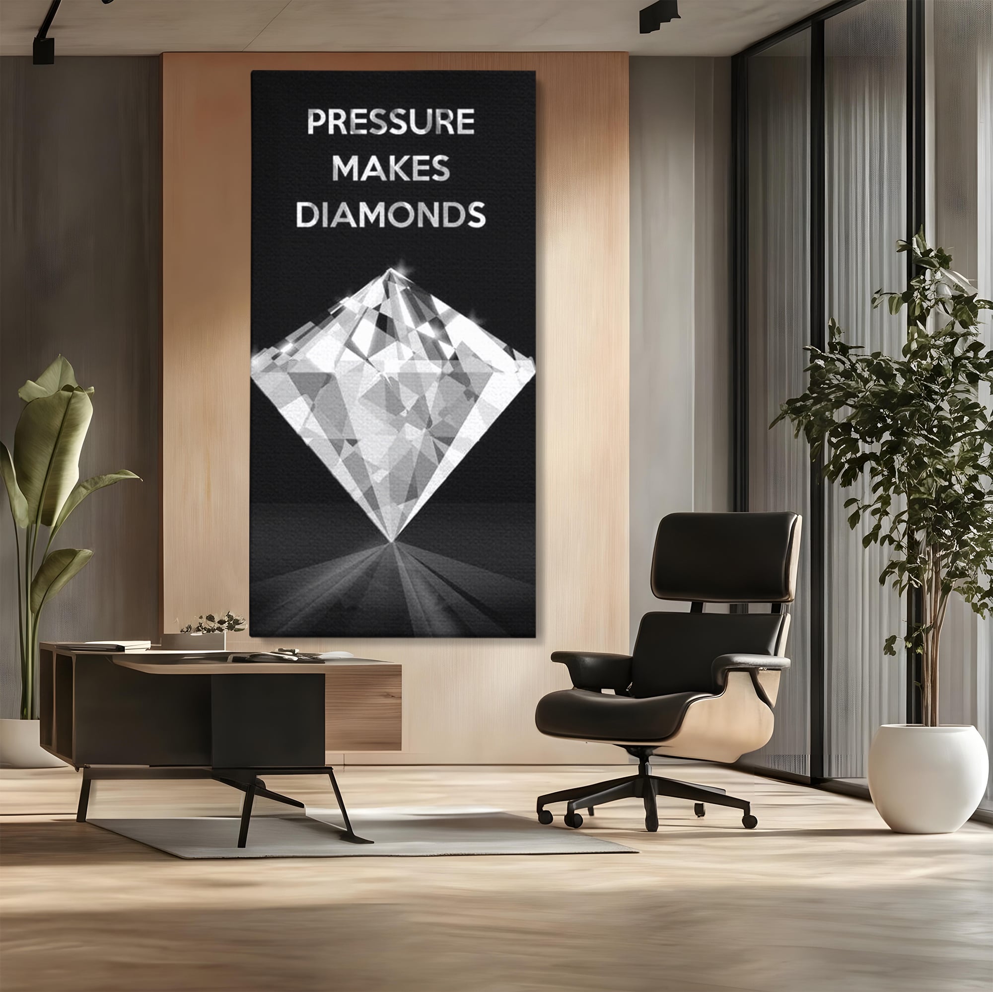 Leinwandbild Premium LuxCanva® F1019, Be a Diamond in the Face of Challenges , Schmuck, Stein, Diamant, Glanz, Eleganz, Wohnen, Büro, Lebendige Farben