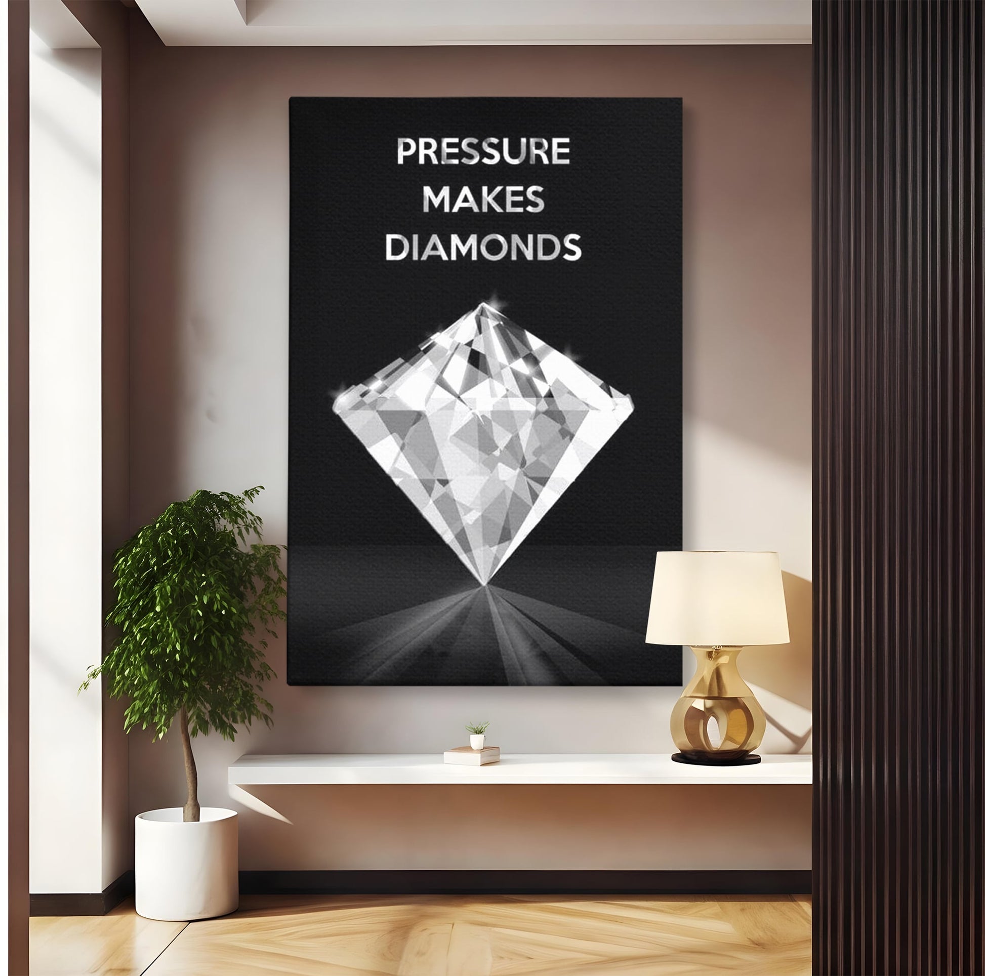 Leinwandbild Premium LuxCanva® F1019, Be a Diamond in the Face of Challenges , Schmuck, Stein, Diamant, Glanz, Eleganz, Wohnen, Büro, Lebendige Farben