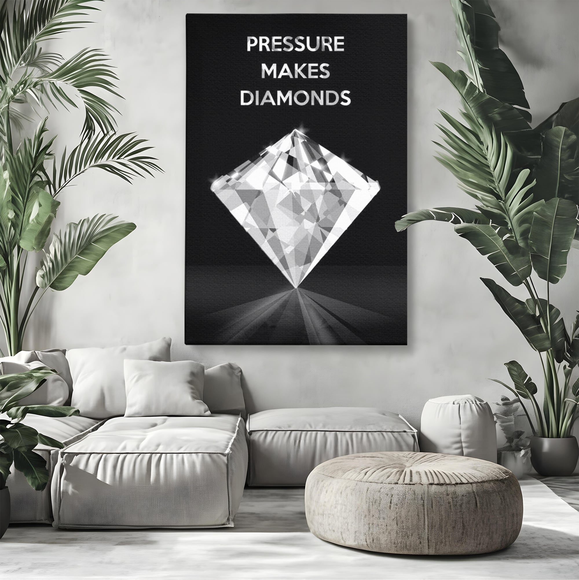 Leinwandbild Premium LuxCanva® F1019, Be a Diamond in the Face of Challenges , Schmuck, Stein, Diamant, Glanz, Eleganz, Wohnen, Büro, Lebendige Farben