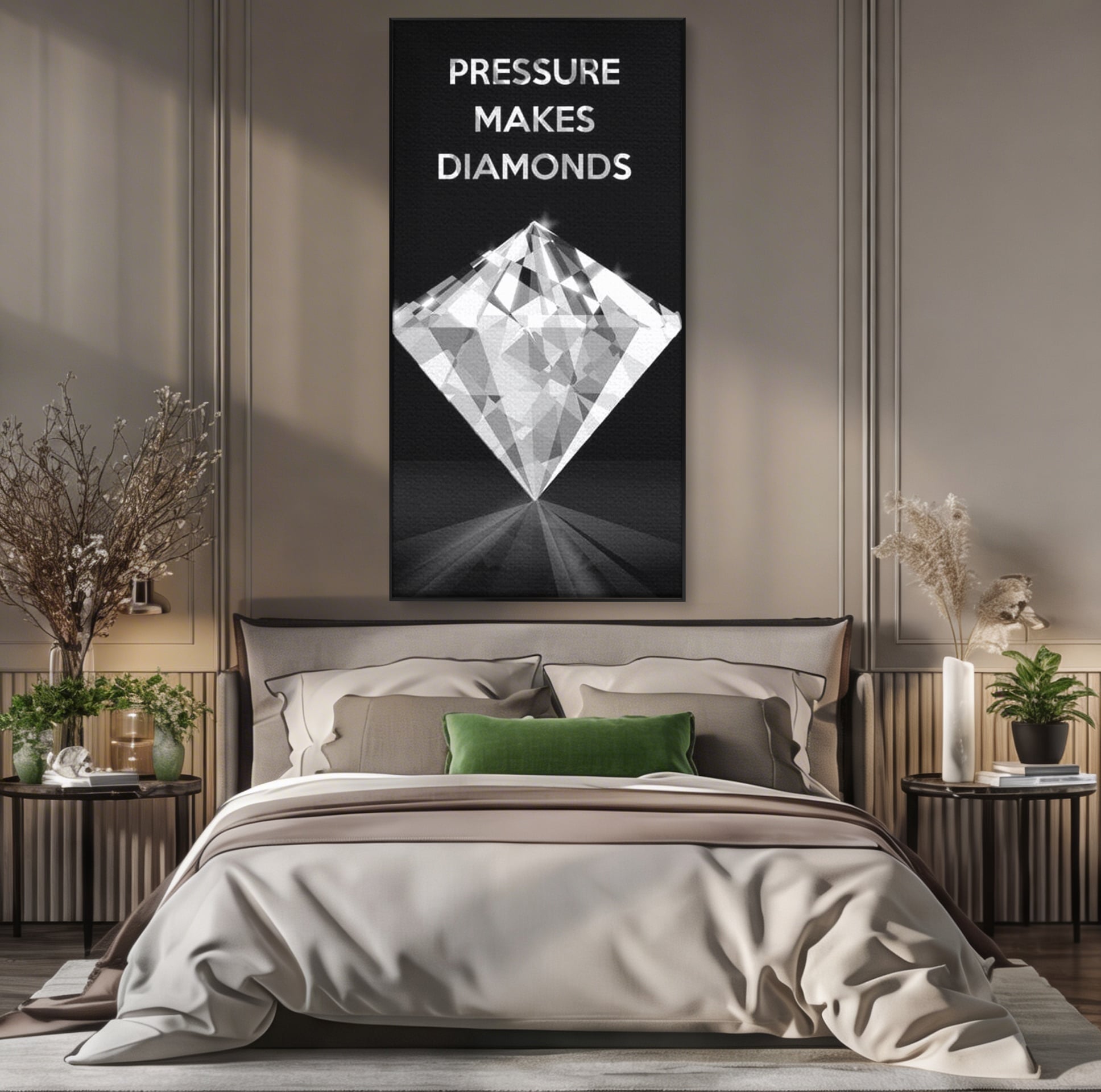 Leinwandbild Premium LuxCanva® F1019, Be a Diamond in the Face of Challenges , Schmuck, Stein, Diamant, Glanz, Eleganz, Wohnen, Büro, Lebendige Farben