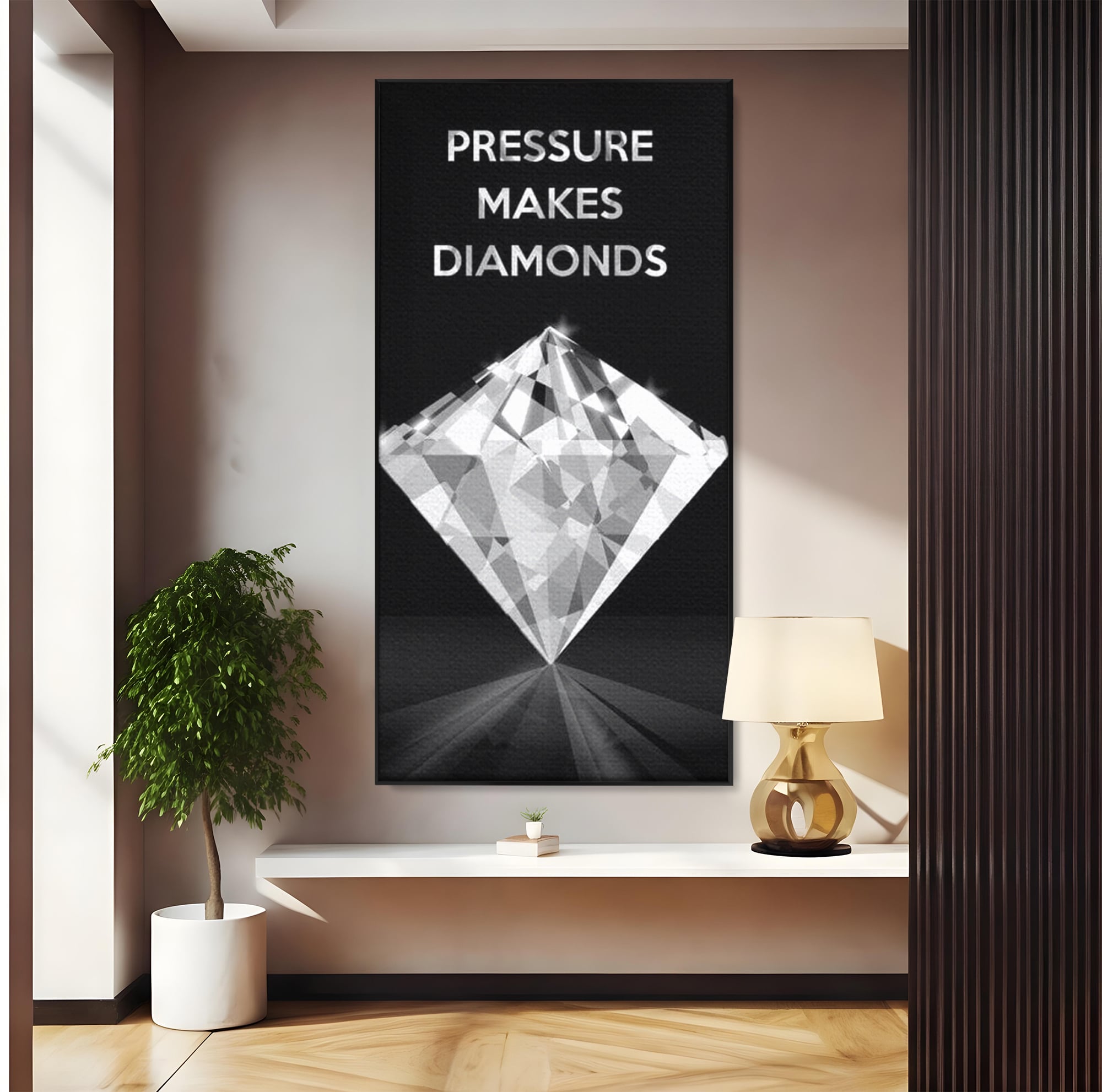 Leinwandbild Premium LuxCanva® F1019, Be a Diamond in the Face of Challenges , Schmuck, Stein, Diamant, Glanz, Eleganz, Wohnen, Büro, Lebendige Farben