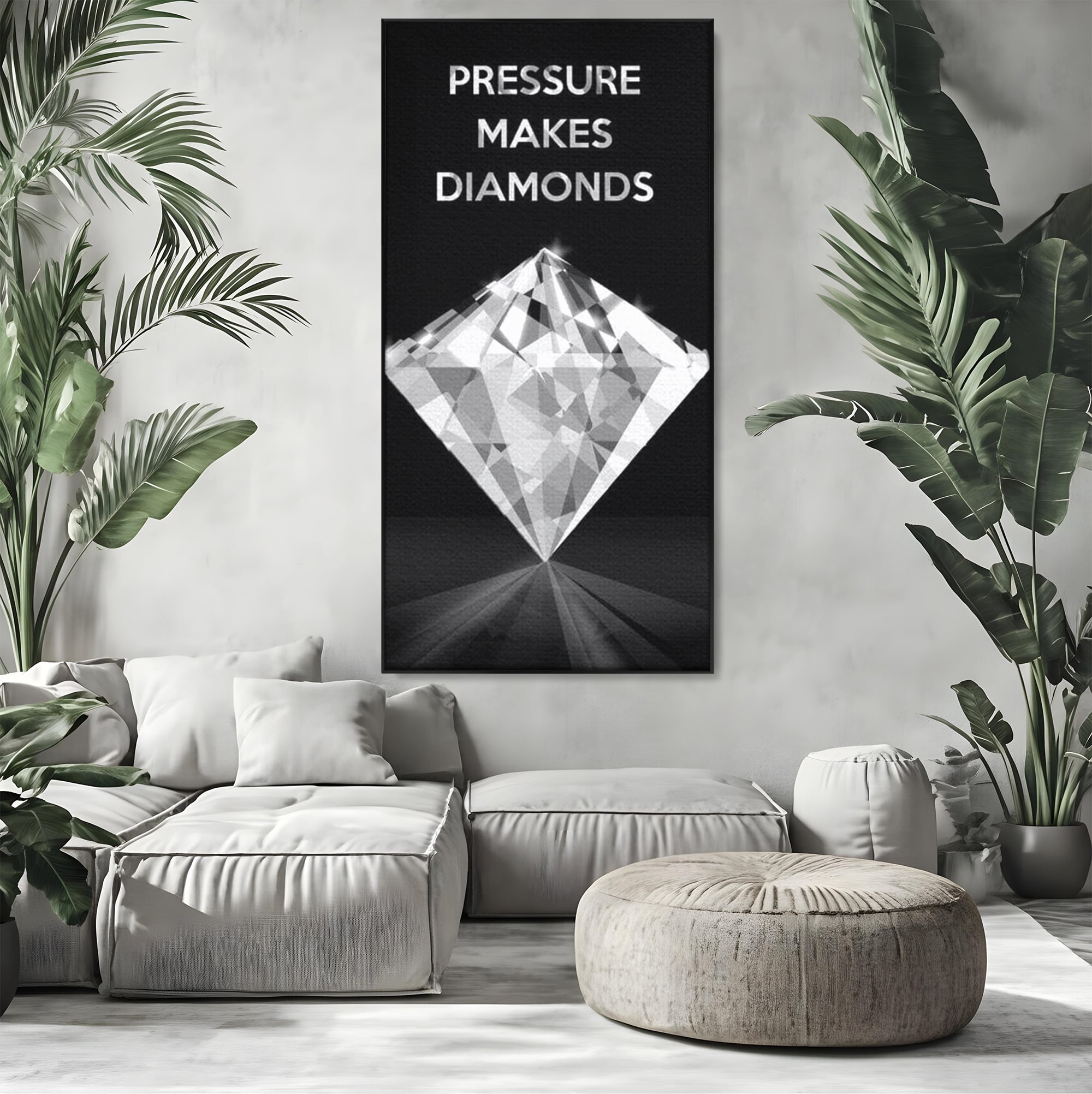Leinwandbild Premium LuxCanva® F1019, Be a Diamond in the Face of Challenges , Schmuck, Stein, Diamant, Glanz, Eleganz, Wohnen, Büro, Lebendige Farben