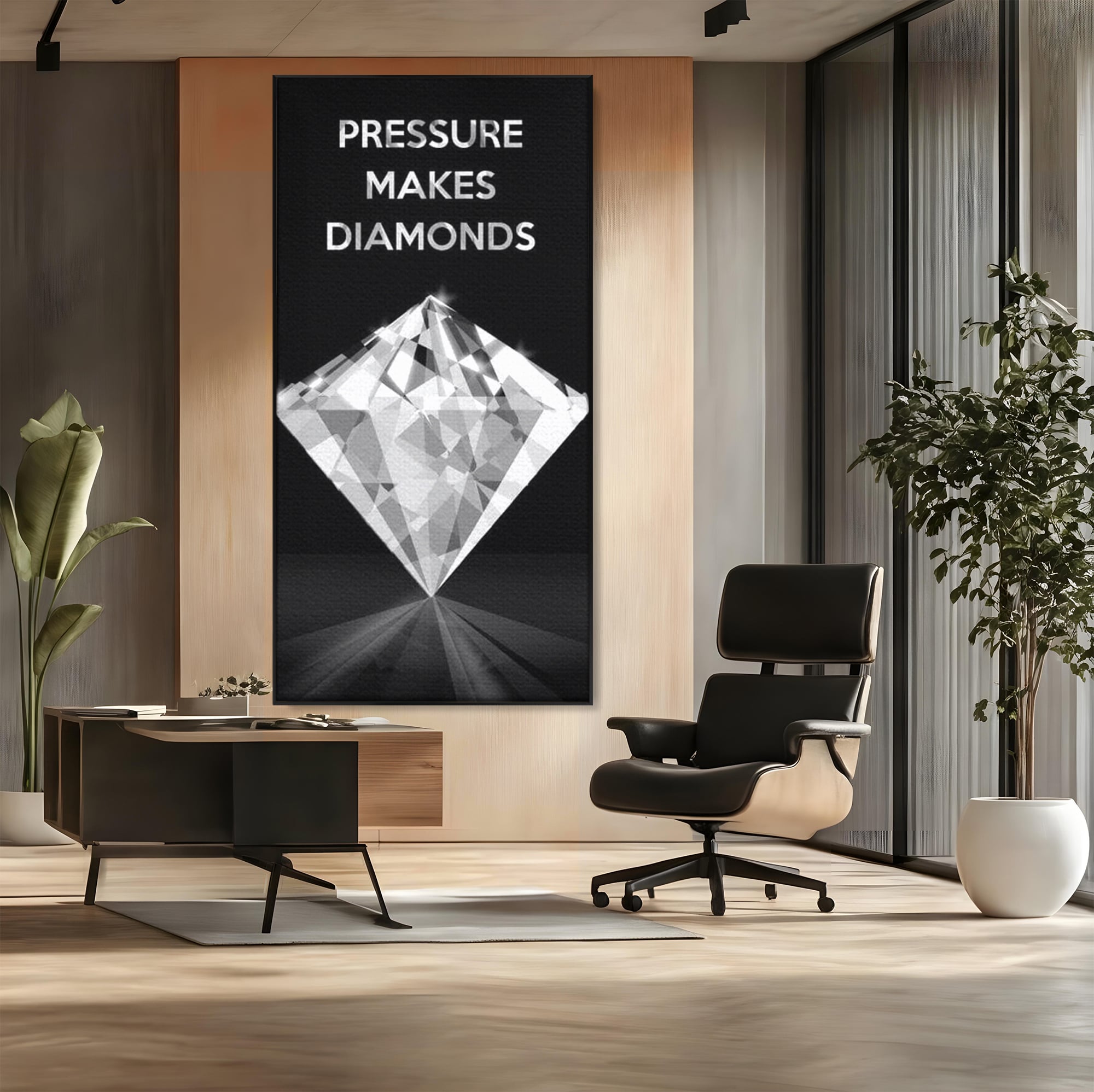 Leinwandbild Premium LuxCanva® F1019, Be a Diamond in the Face of Challenges , Schmuck, Stein, Diamant, Glanz, Eleganz, Wohnen, Büro, Lebendige Farben