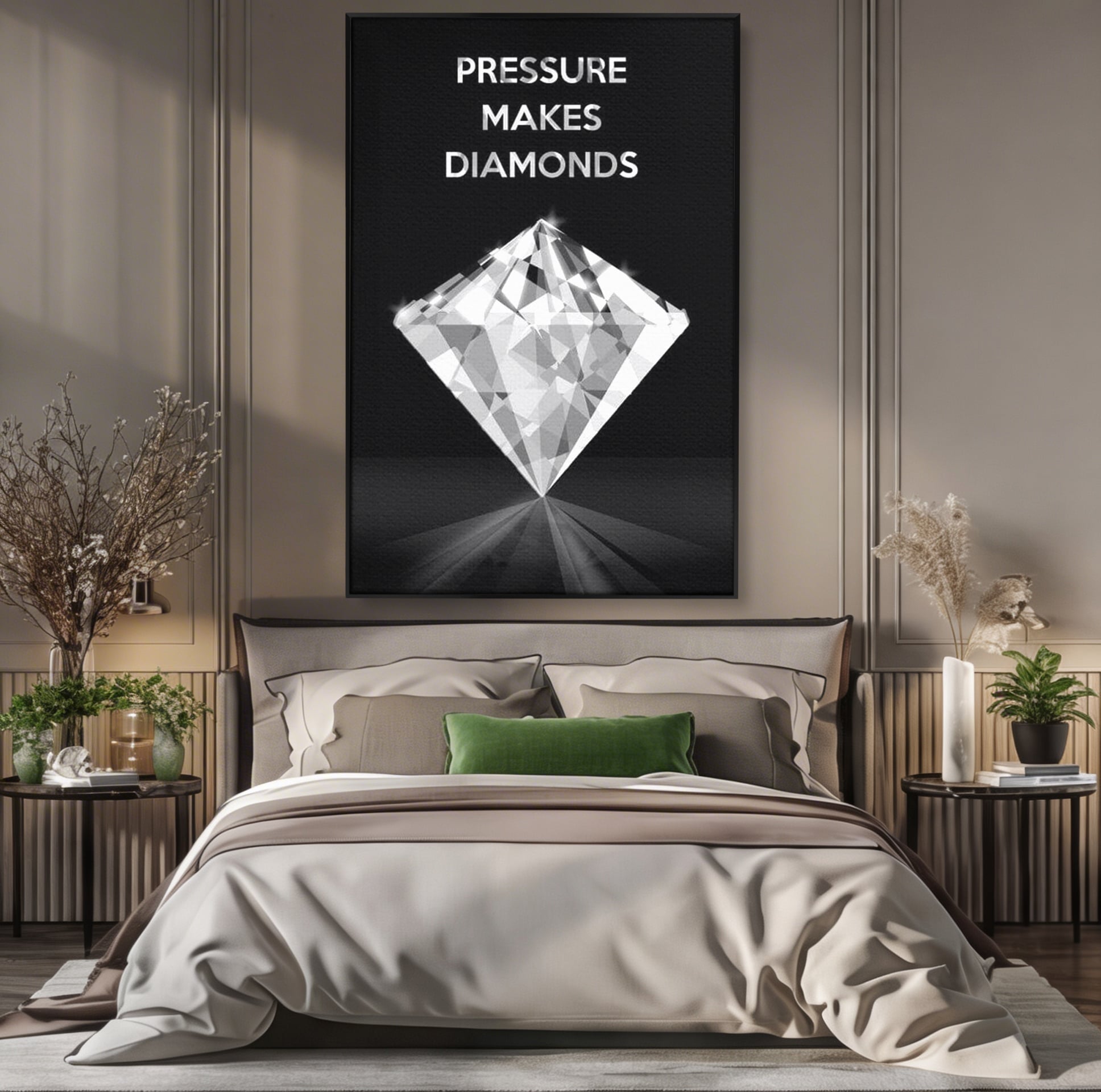 Leinwandbild Premium LuxCanva® F1019, Be a Diamond in the Face of Challenges , Schmuck, Stein, Diamant, Glanz, Eleganz, Wohnen, Büro, Lebendige Farben