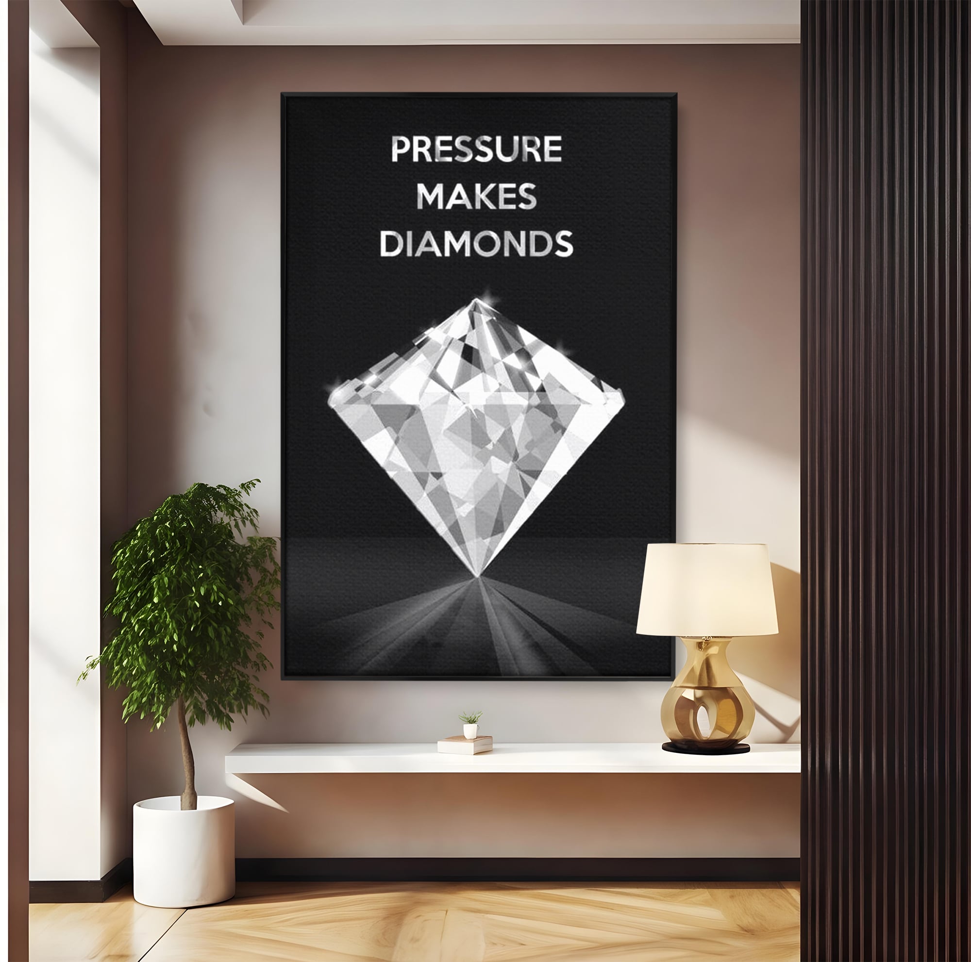 Leinwandbild Premium LuxCanva® F1019, Be a Diamond in the Face of Challenges , Schmuck, Stein, Diamant, Glanz, Eleganz, Wohnen, Büro, Lebendige Farben