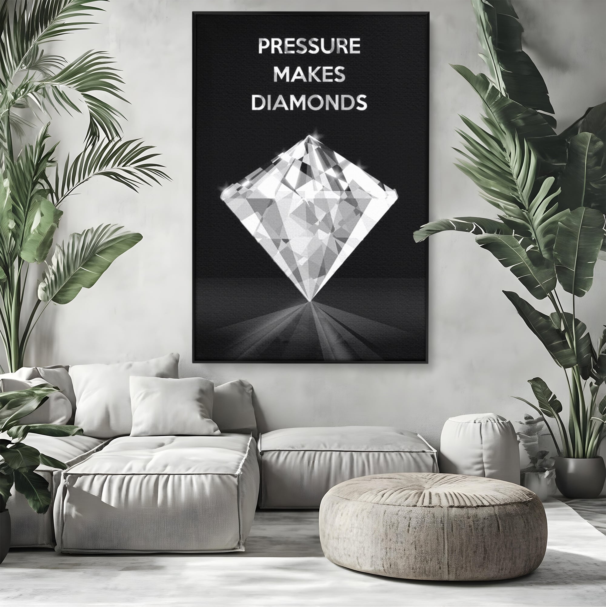 Leinwandbild Premium LuxCanva® F1019, Be a Diamond in the Face of Challenges , Schmuck, Stein, Diamant, Glanz, Eleganz, Wohnen, Büro, Lebendige Farben