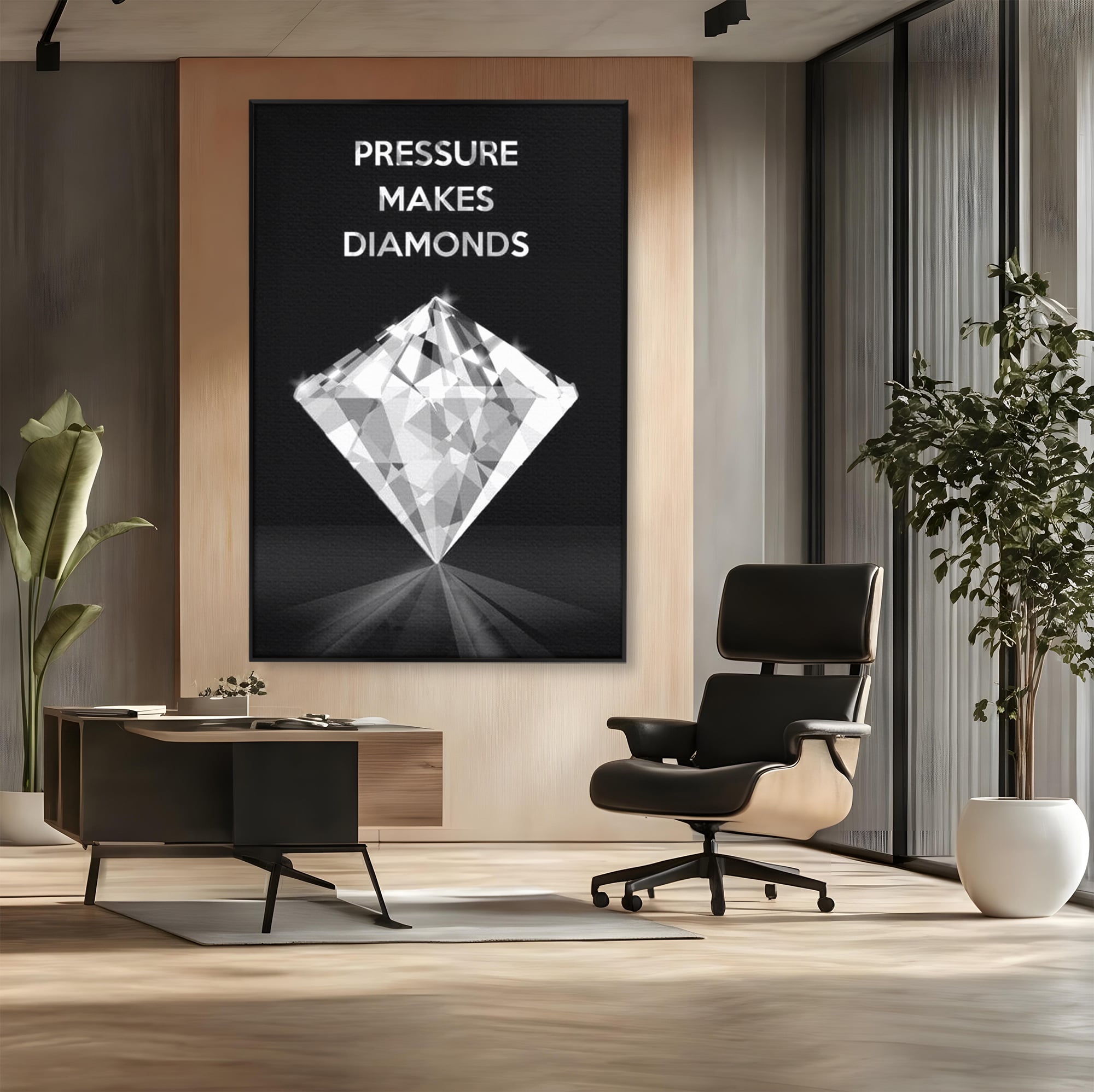 Leinwandbild Premium LuxCanva® F1019, Be a Diamond in the Face of Challenges , Schmuck, Stein, Diamant, Glanz, Eleganz, Wohnen, Büro, Lebendige Farben