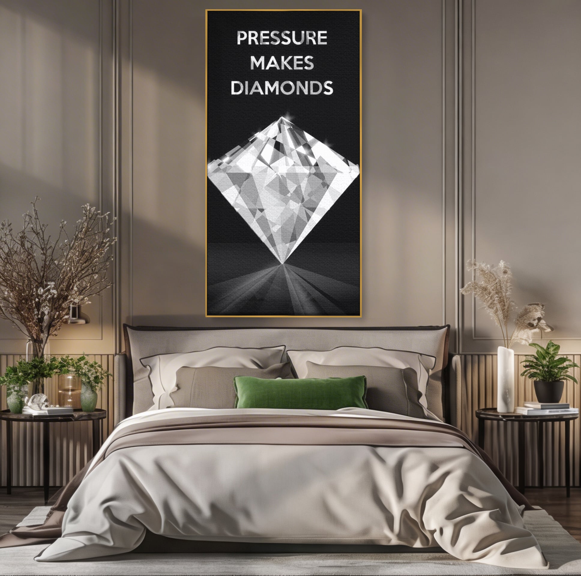 Leinwandbild Premium LuxCanva® F1019, Be a Diamond in the Face of Challenges , Schmuck, Stein, Diamant, Glanz, Eleganz, Wohnen, Büro, Lebendige Farben