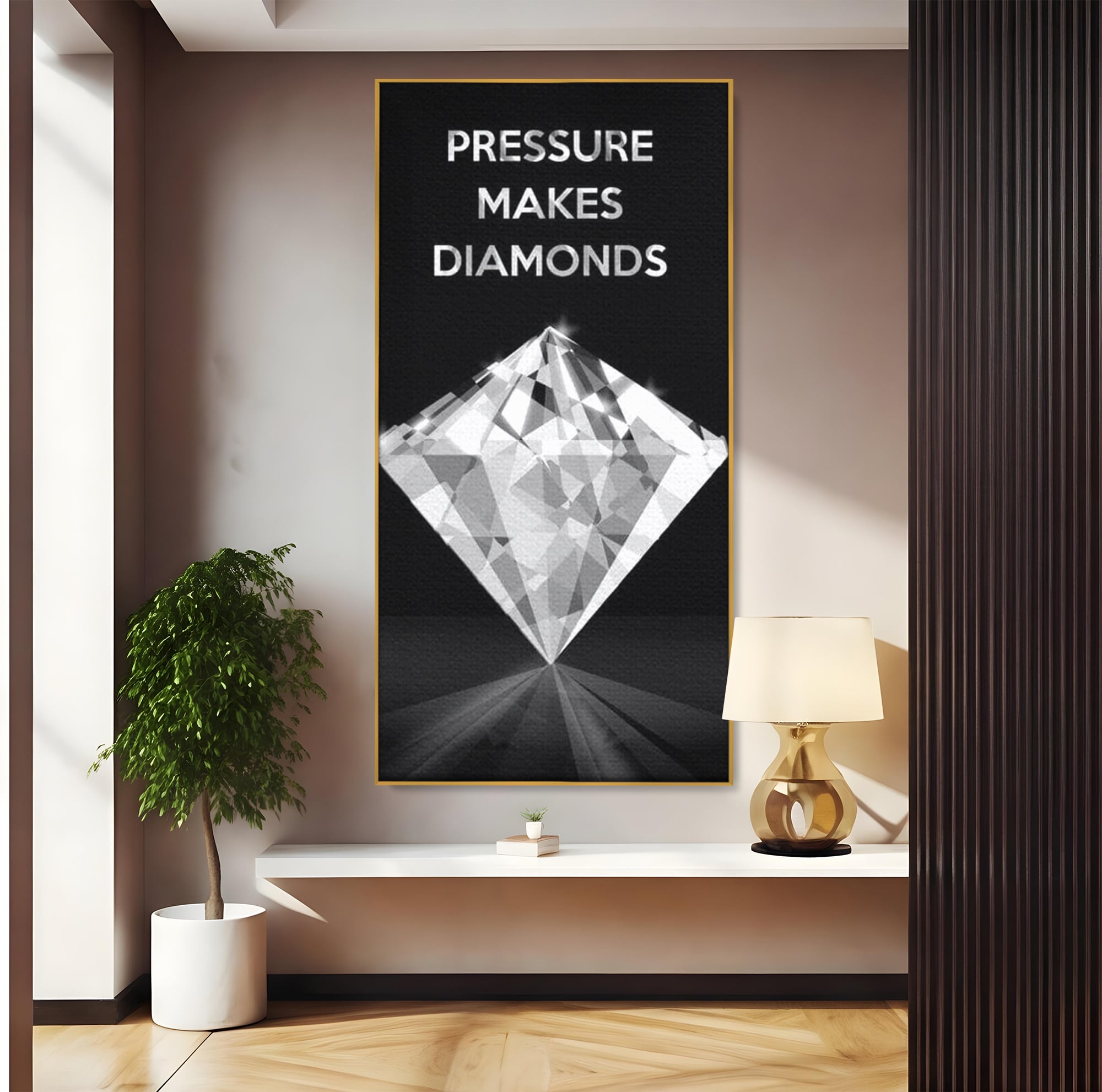 Leinwandbild Premium LuxCanva® F1019, Be a Diamond in the Face of Challenges , Schmuck, Stein, Diamant, Glanz, Eleganz, Wohnen, Büro, Lebendige Farben
