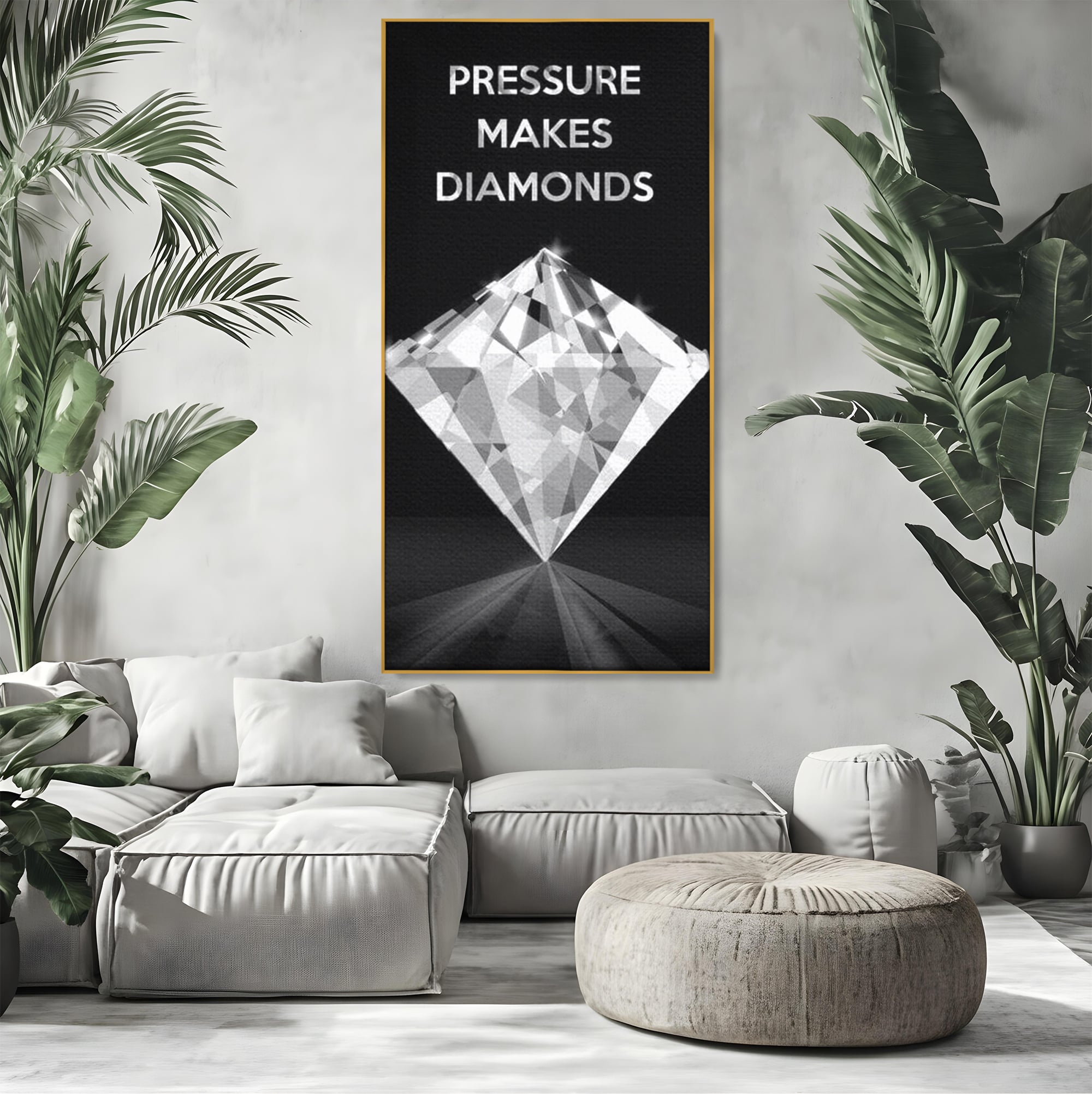 Leinwandbild Premium LuxCanva® F1019, Be a Diamond in the Face of Challenges , Schmuck, Stein, Diamant, Glanz, Eleganz, Wohnen, Büro, Lebendige Farben