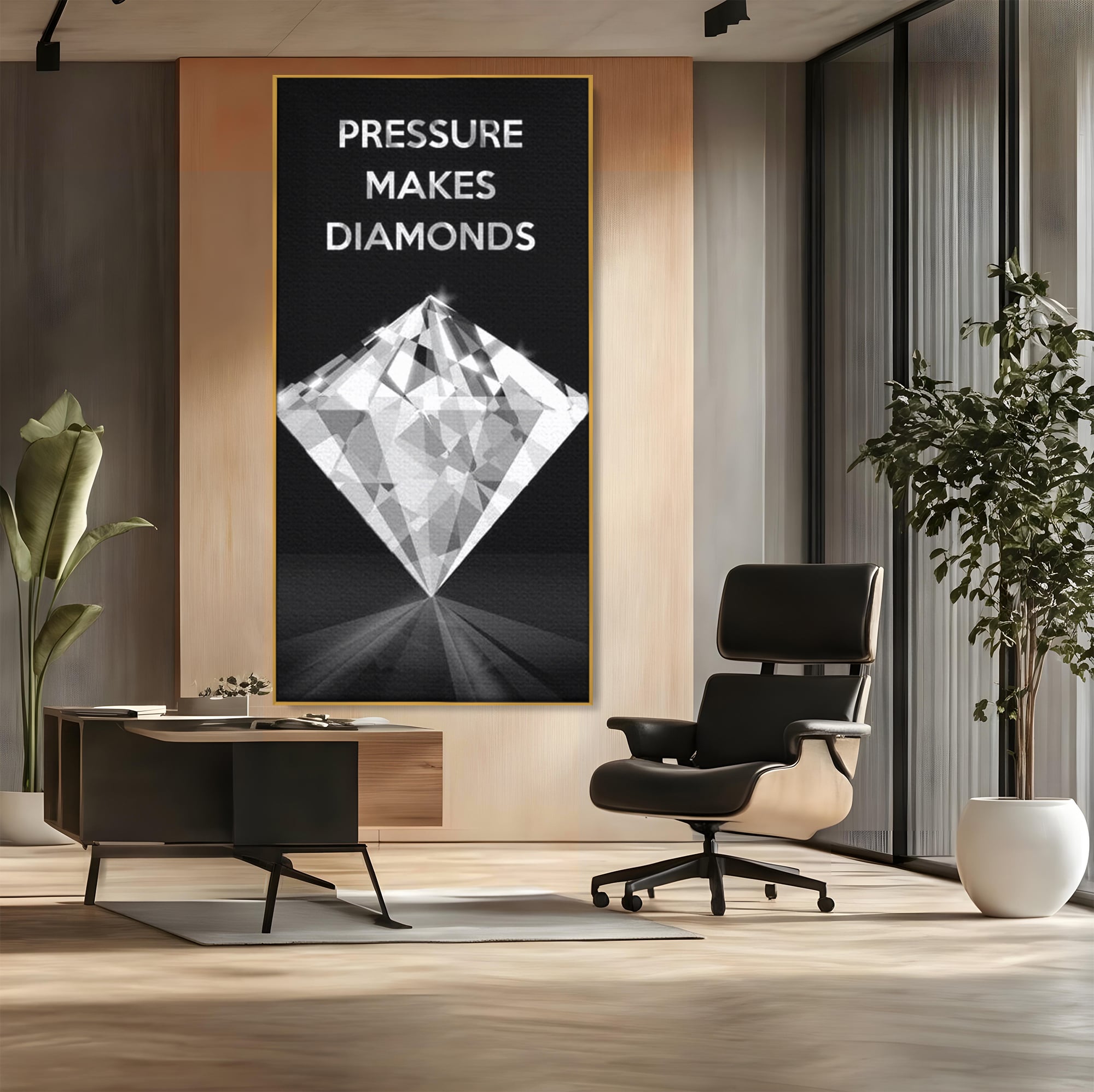 Leinwandbild Premium LuxCanva® F1019, Be a Diamond in the Face of Challenges , Schmuck, Stein, Diamant, Glanz, Eleganz, Wohnen, Büro, Lebendige Farben
