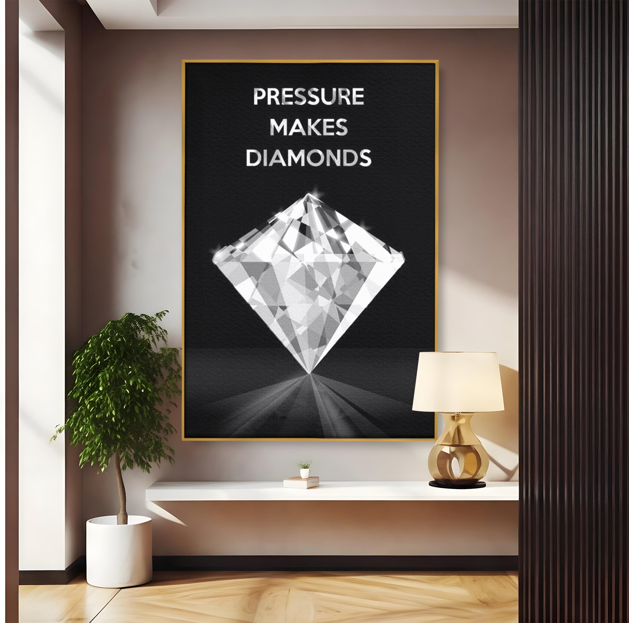 Leinwandbild Premium LuxCanva® F1019, Be a Diamond in the Face of Challenges , Schmuck, Stein, Diamant, Glanz, Eleganz, Wohnen, Büro, Lebendige Farben