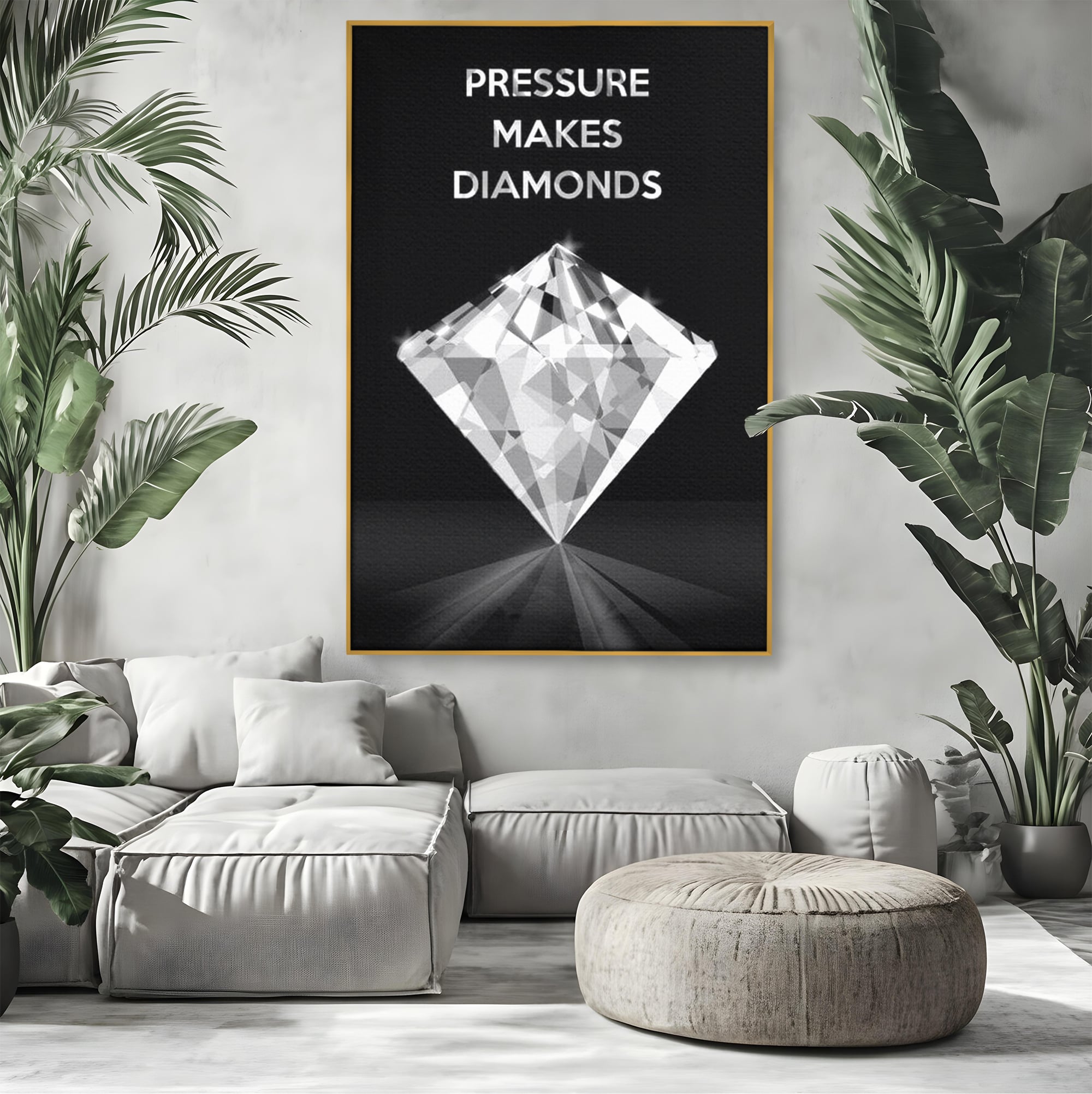 Leinwandbild Premium LuxCanva® F1019, Be a Diamond in the Face of Challenges , Schmuck, Stein, Diamant, Glanz, Eleganz, Wohnen, Büro, Lebendige Farben