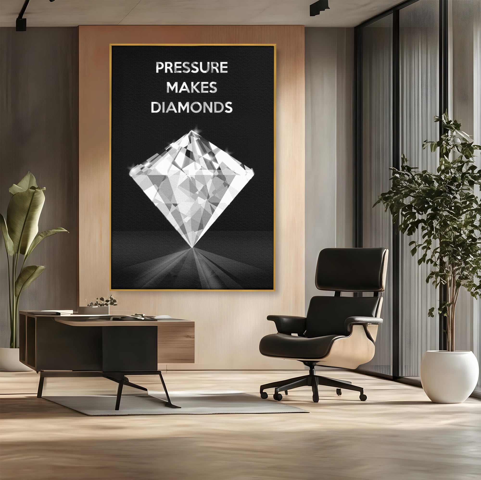 Leinwandbild Premium LuxCanva® F1019, Be a Diamond in the Face of Challenges , Schmuck, Stein, Diamant, Glanz, Eleganz, Wohnen, Büro, Lebendige Farben