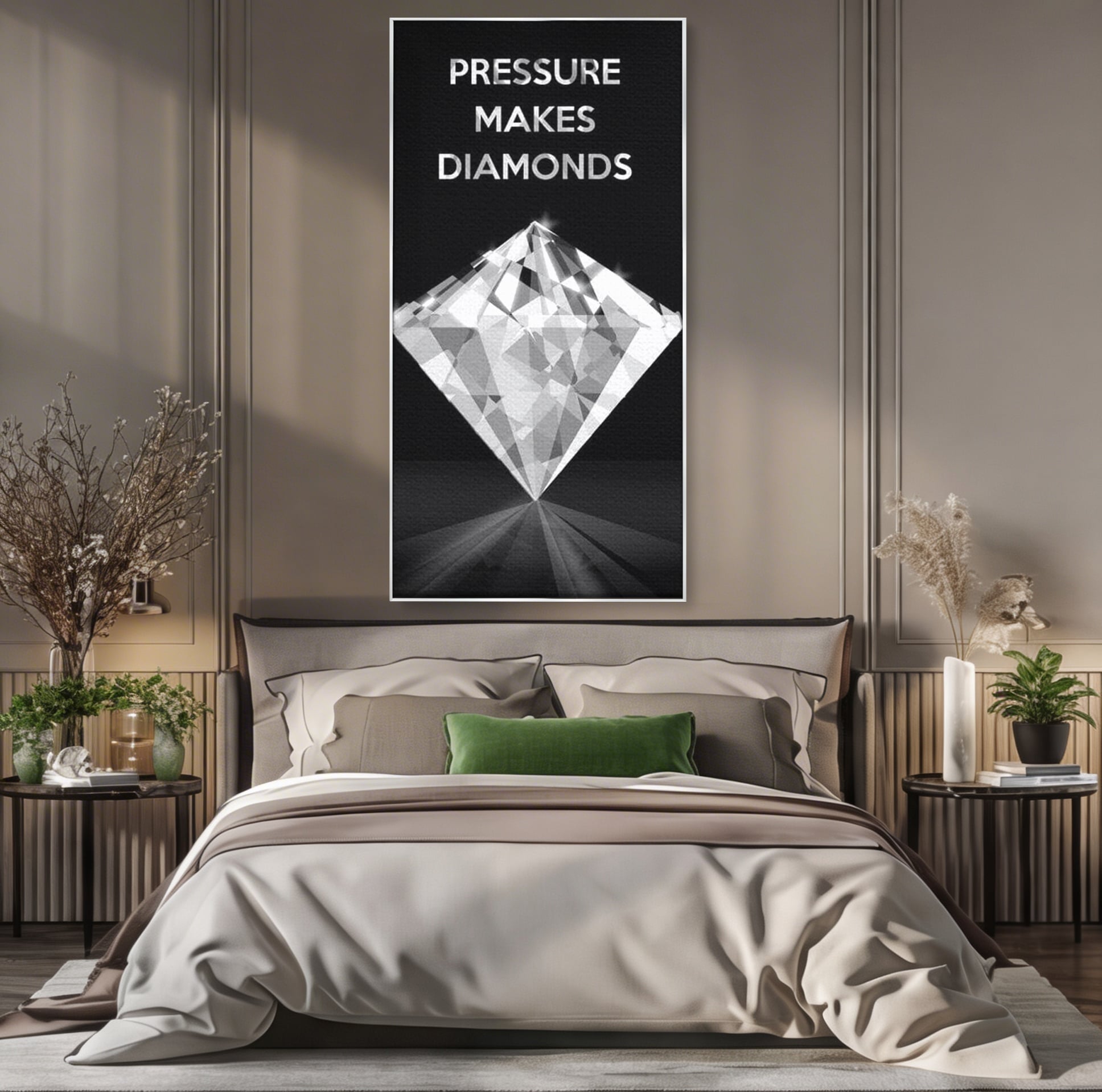 Leinwandbild Premium LuxCanva® F1019, Be a Diamond in the Face of Challenges , Schmuck, Stein, Diamant, Glanz, Eleganz, Wohnen, Büro, Lebendige Farben