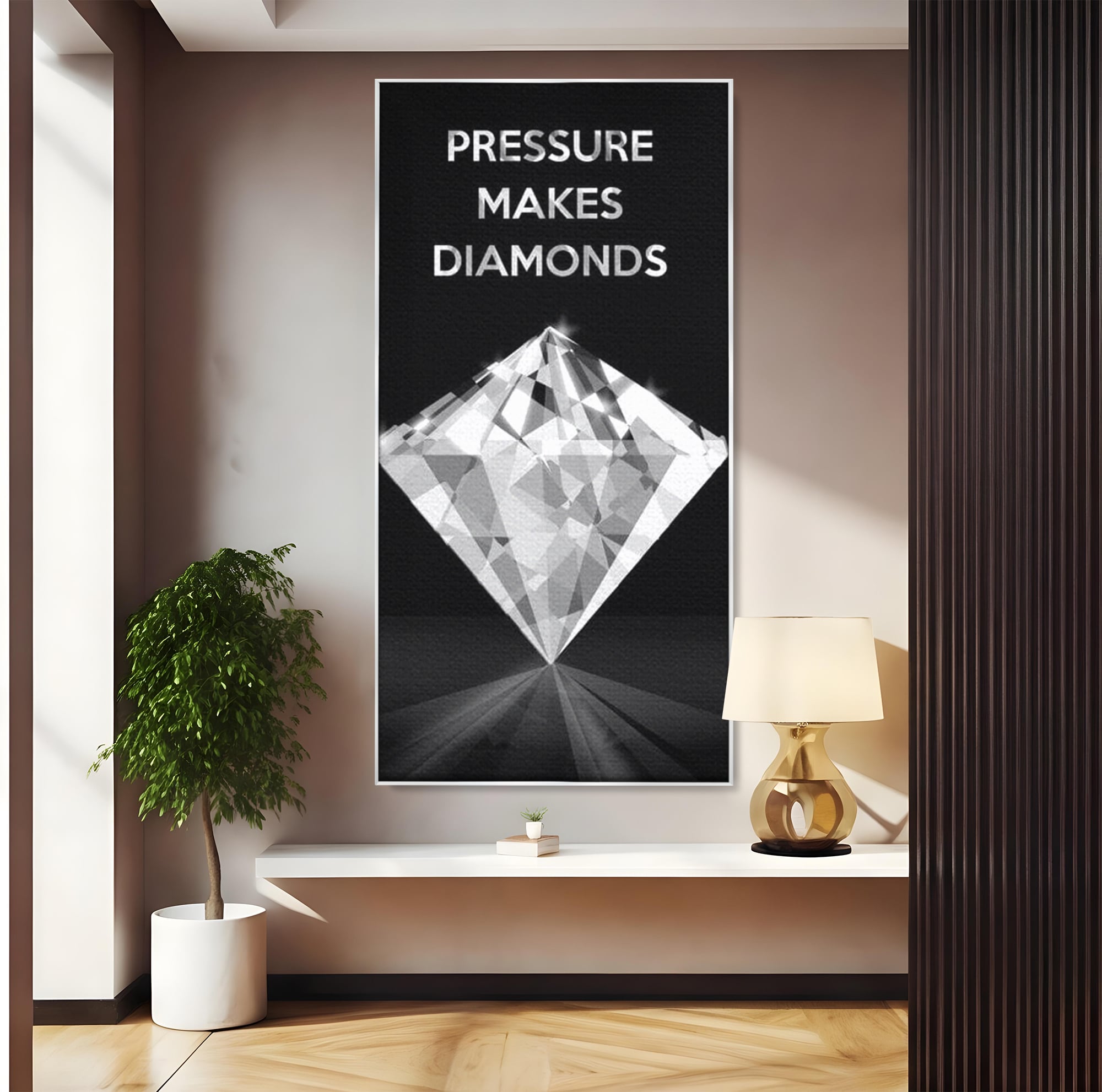 Leinwandbild Premium LuxCanva® F1019, Be a Diamond in the Face of Challenges , Schmuck, Stein, Diamant, Glanz, Eleganz, Wohnen, Büro, Lebendige Farben