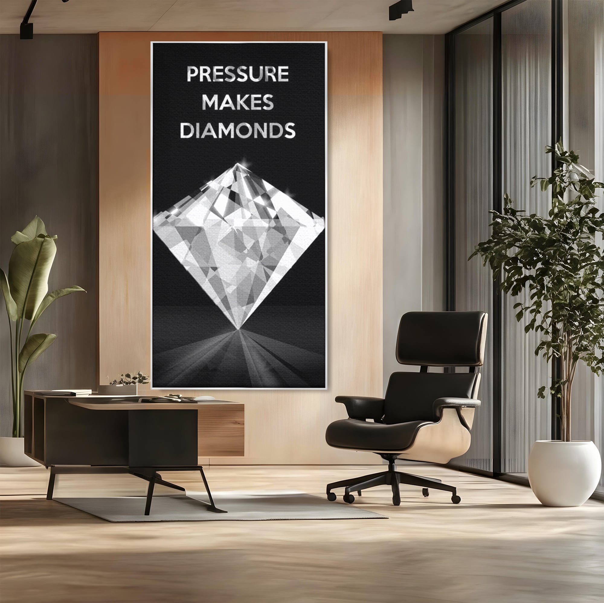 Leinwandbild Premium LuxCanva® F1019, Be a Diamond in the Face of Challenges , Schmuck, Stein, Diamant, Glanz, Eleganz, Wohnen, Büro, Lebendige Farben