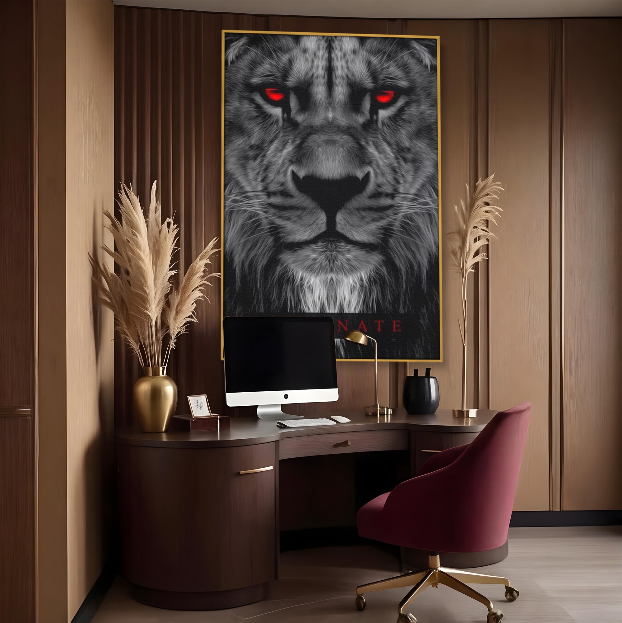 Tablou Canvas Premium LuxCanva® F1021, Fii Rege , Leu, Lider, Puternic, Jungla, Forta, Savana, Coroana, Impunator, Living Room, Birou, Culori vibrante