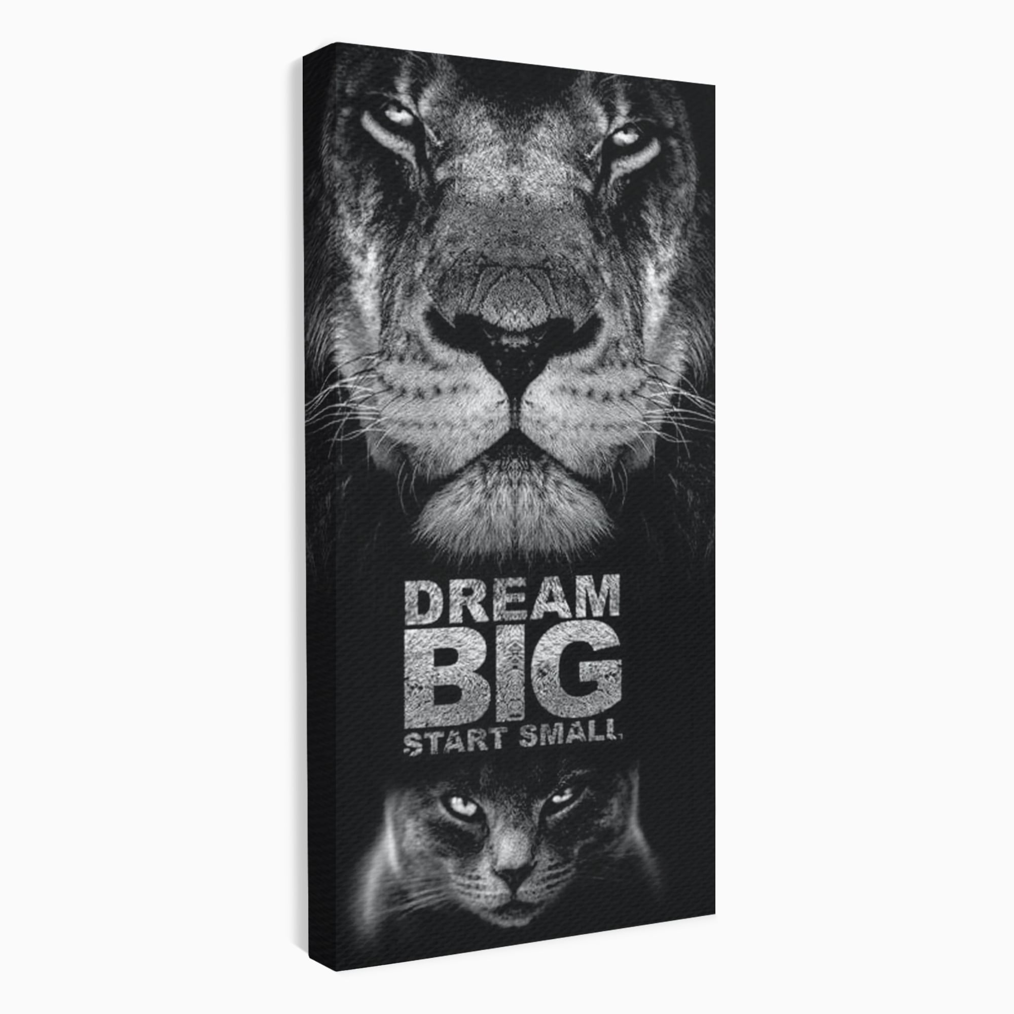 Tablou Canvas Premium LuxCanva® F1028, De la Mic la Legendar , Leu, Pisica, Evolutie, Vis, Realitate, Living Room, Birou, Culori vibrante
