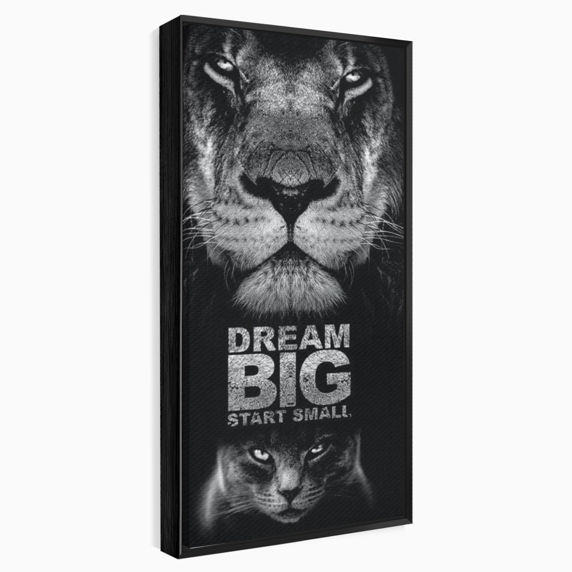Tablou Canvas Premium LuxCanva® F1028, De la Mic la Legendar , Leu, Pisica, Evolutie, Vis, Realitate, Living Room, Birou, Culori vibrante