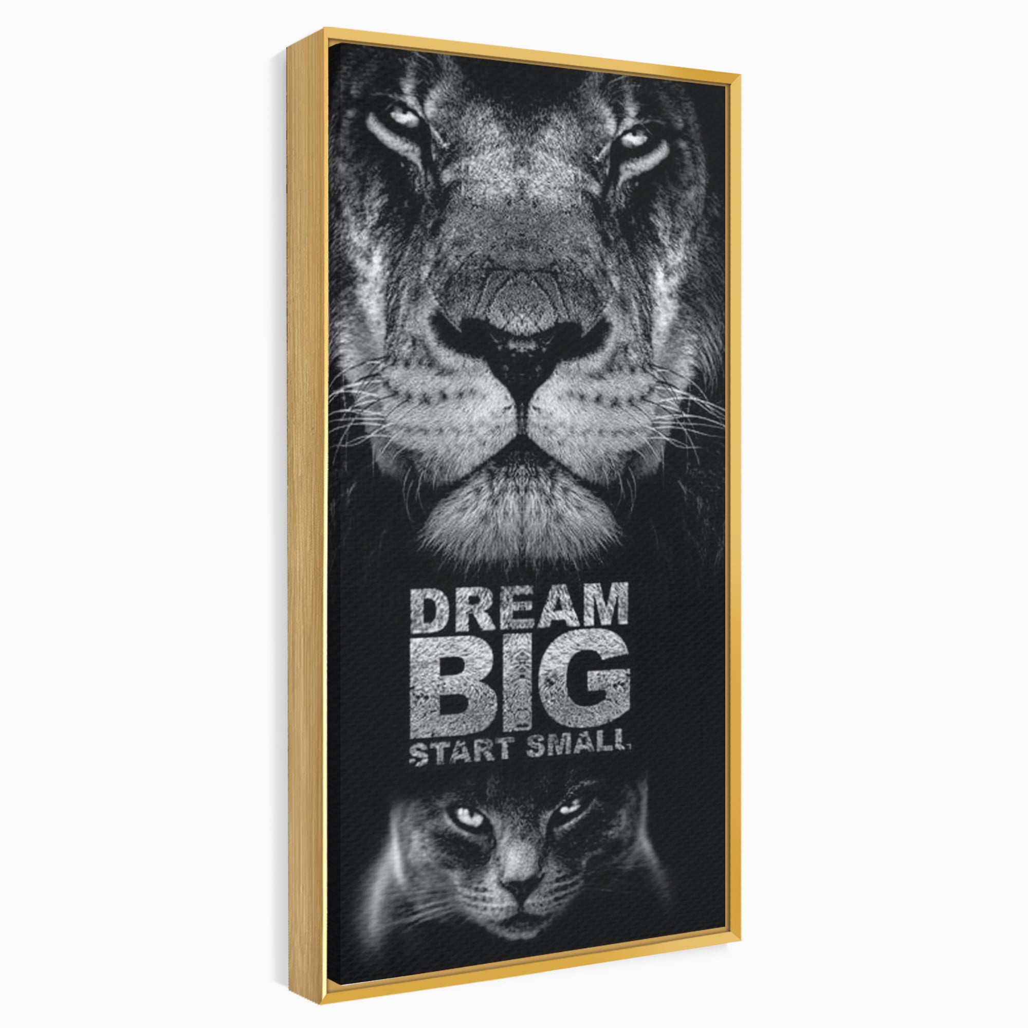 Tablou Canvas Premium LuxCanva® F1028, De la Mic la Legendar , Leu, Pisica, Evolutie, Vis, Realitate, Living Room, Birou, Culori vibrante
