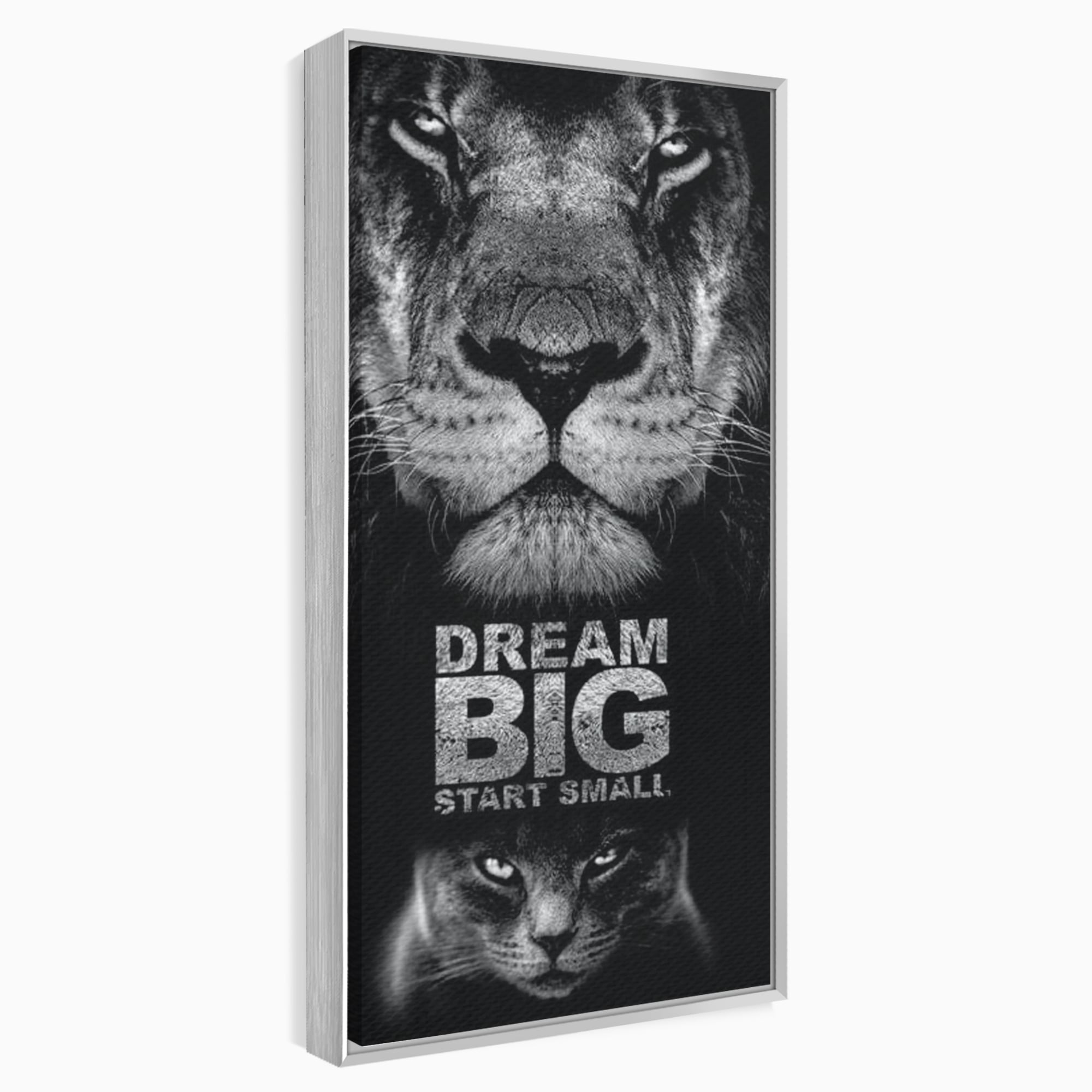 Tablou Canvas Premium LuxCanva® F1028, De la Mic la Legendar , Leu, Pisica, Evolutie, Vis, Realitate, Living Room, Birou, Culori vibrante