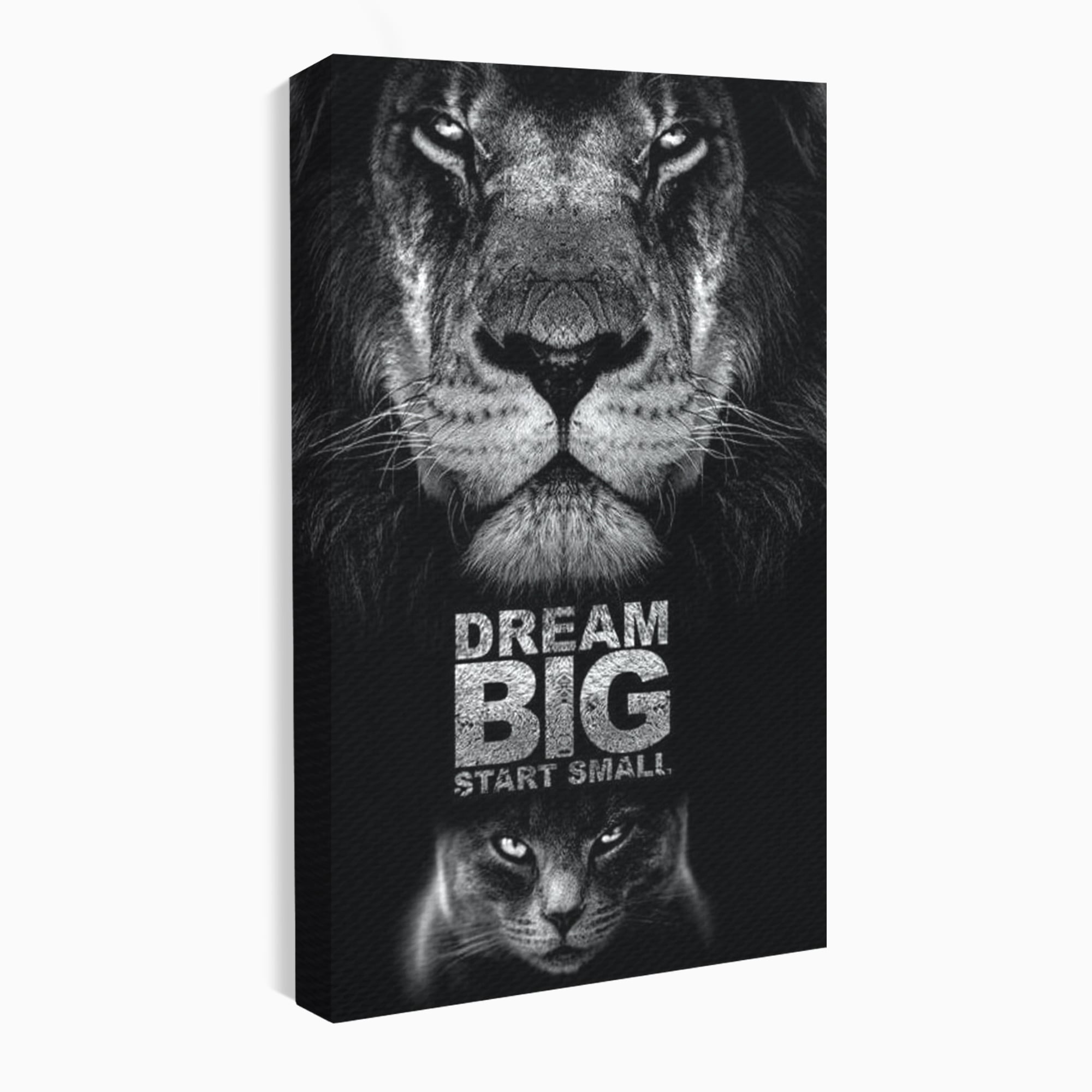 Tablou Canvas Premium LuxCanva® F1028, De la Mic la Legendar , Leu, Pisica, Evolutie, Vis, Realitate, Living Room, Birou, Culori vibrante