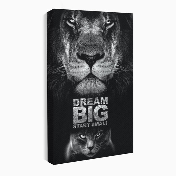 Tablou Canvas Premium LuxCanva® F1028, De la Mic la Legendar , Leu, Pisica, Evolutie, Vis, Realitate, Living Room, Birou, Culori vibrante