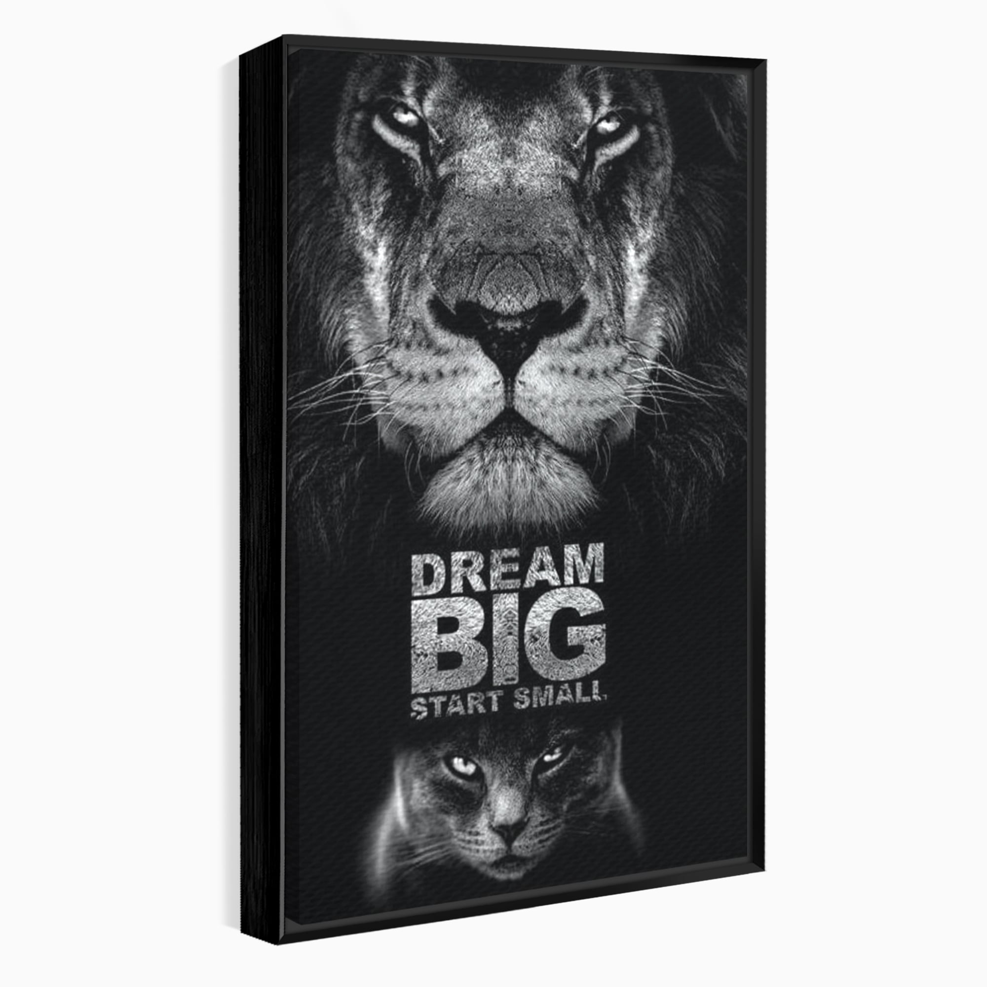 Tablou Canvas Premium LuxCanva® F1028, De la Mic la Legendar , Leu, Pisica, Evolutie, Vis, Realitate, Living Room, Birou, Culori vibrante