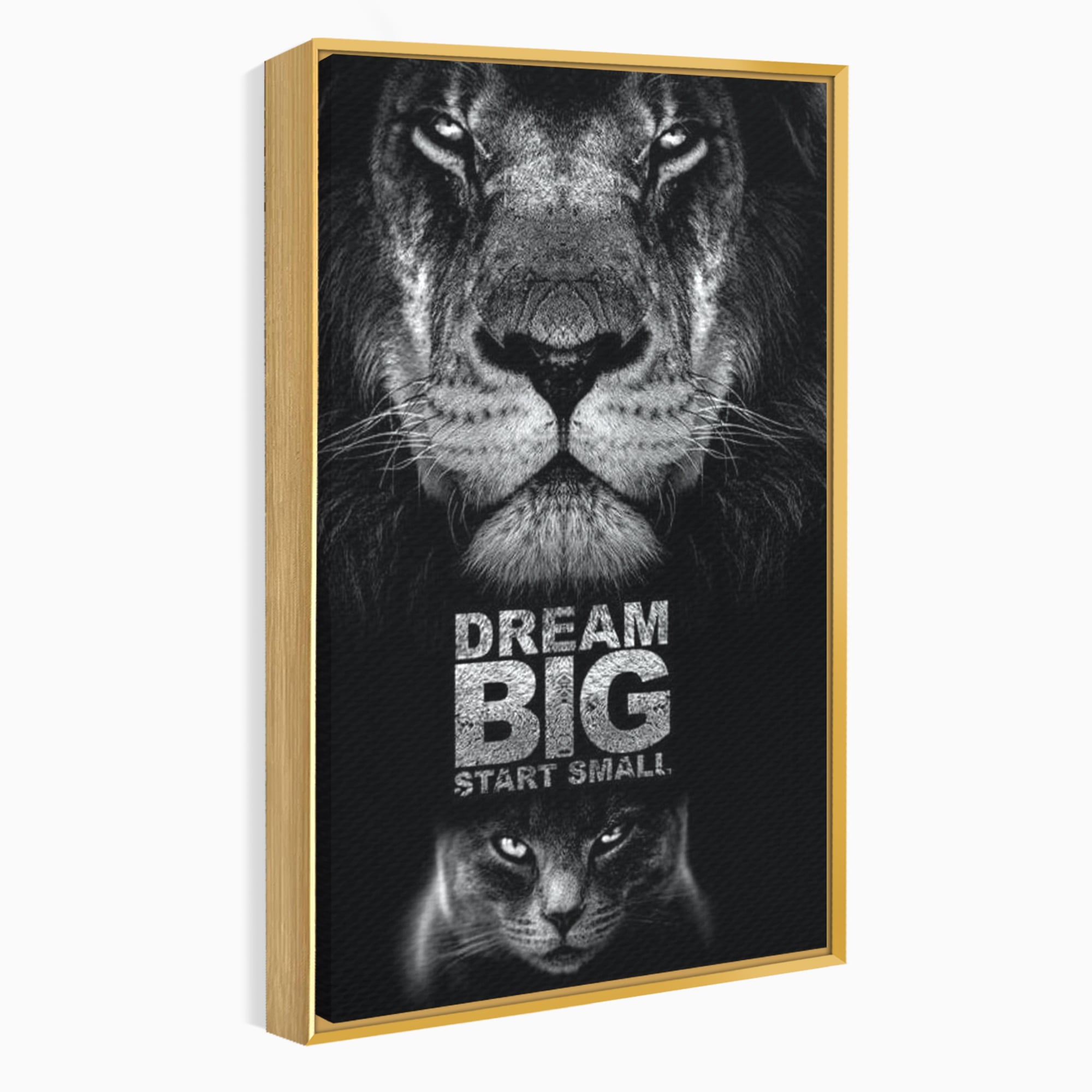 Tablou Canvas Premium LuxCanva® F1028, De la Mic la Legendar , Leu, Pisica, Evolutie, Vis, Realitate, Living Room, Birou, Culori vibrante