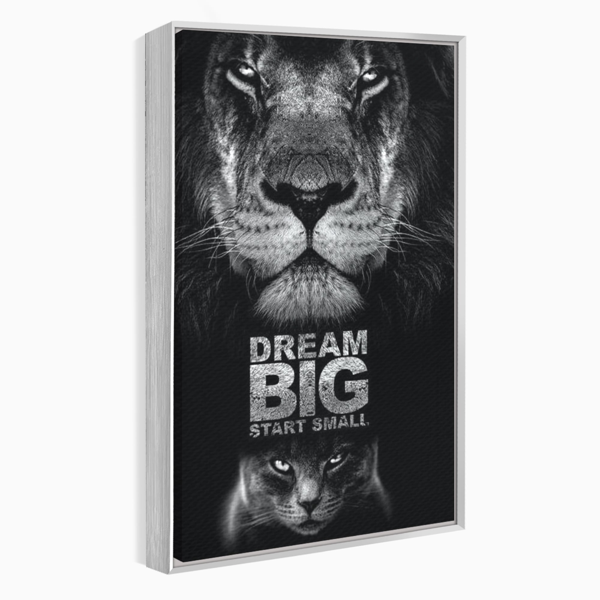 Tablou Canvas Premium LuxCanva® F1028, De la Mic la Legendar , Leu, Pisica, Evolutie, Vis, Realitate, Living Room, Birou, Culori vibrante