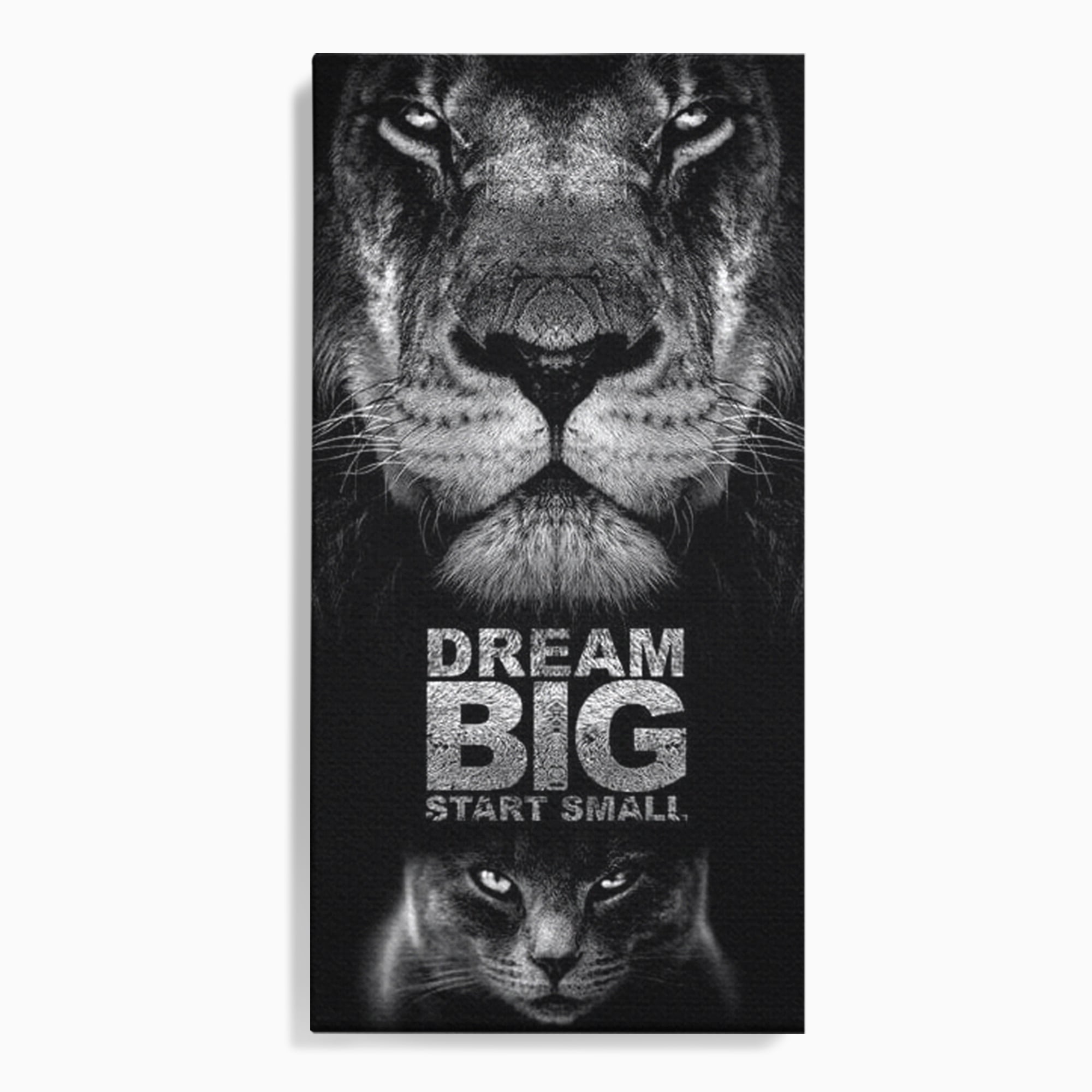 Tablou Canvas Premium LuxCanva® F1028, De la Mic la Legendar , Leu, Pisica, Evolutie, Vis, Realitate, Living Room, Birou, Culori vibrante