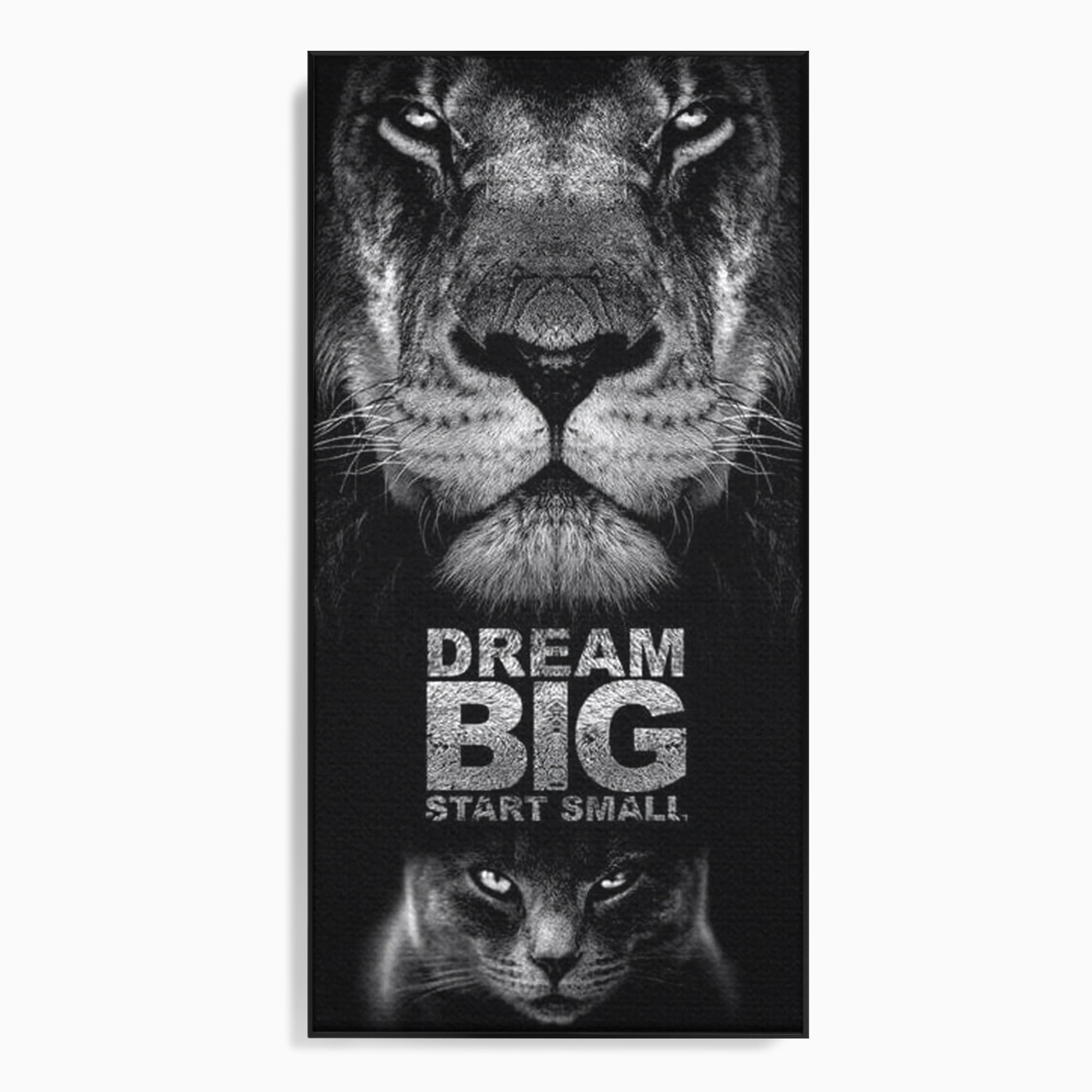Tablou Canvas Premium LuxCanva® F1028, De la Mic la Legendar , Leu, Pisica, Evolutie, Vis, Realitate, Living Room, Birou, Culori vibrante