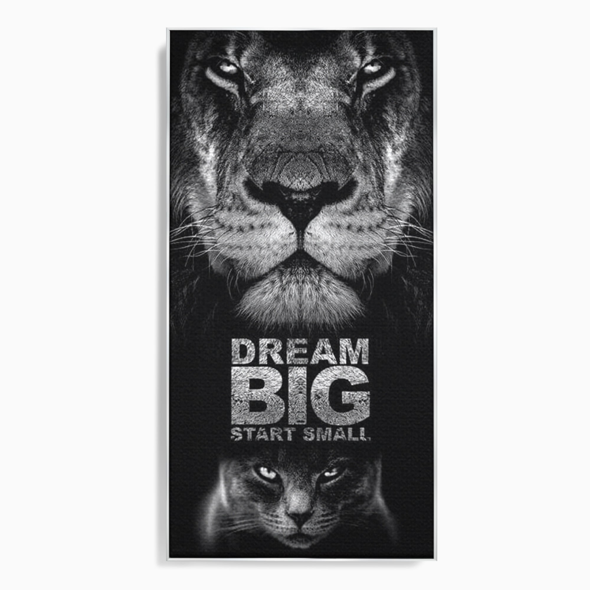 Tablou Canvas Premium LuxCanva® F1028, De la Mic la Legendar , Leu, Pisica, Evolutie, Vis, Realitate, Living Room, Birou, Culori vibrante