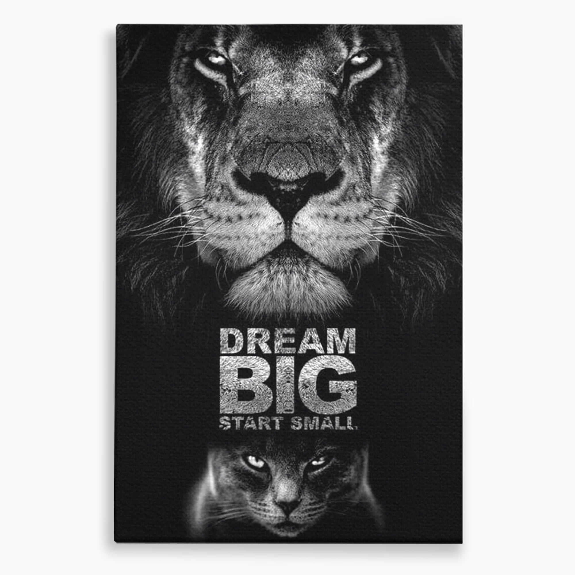 Tablou Canvas Premium LuxCanva® F1028, De la Mic la Legendar , Leu, Pisica, Evolutie, Vis, Realitate, Living Room, Birou, Culori vibrante