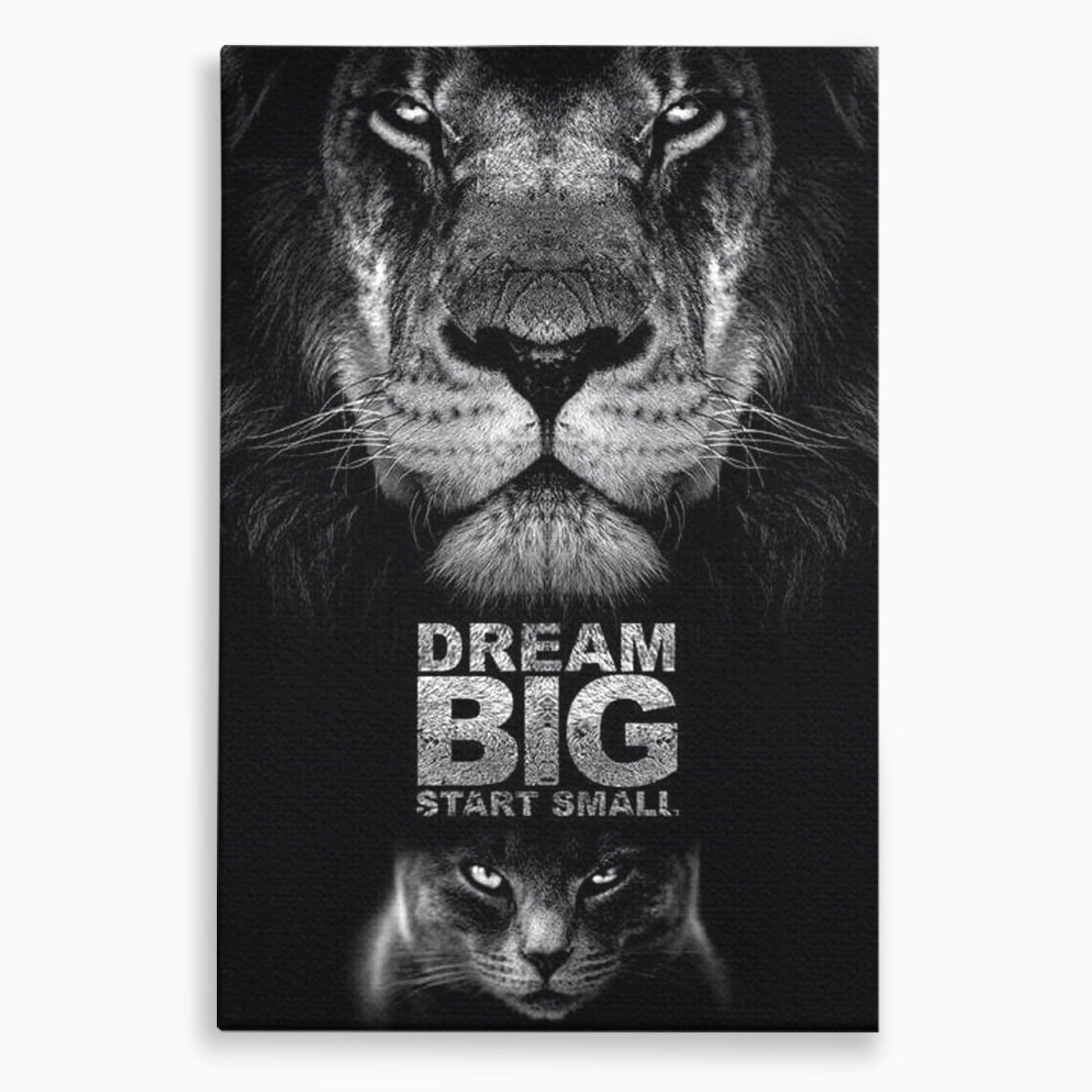 Tablou Canvas Premium LuxCanva® F1028, De la Mic la Legendar , Leu, Pisica, Evolutie, Vis, Realitate, Living Room, Birou, Culori vibrante