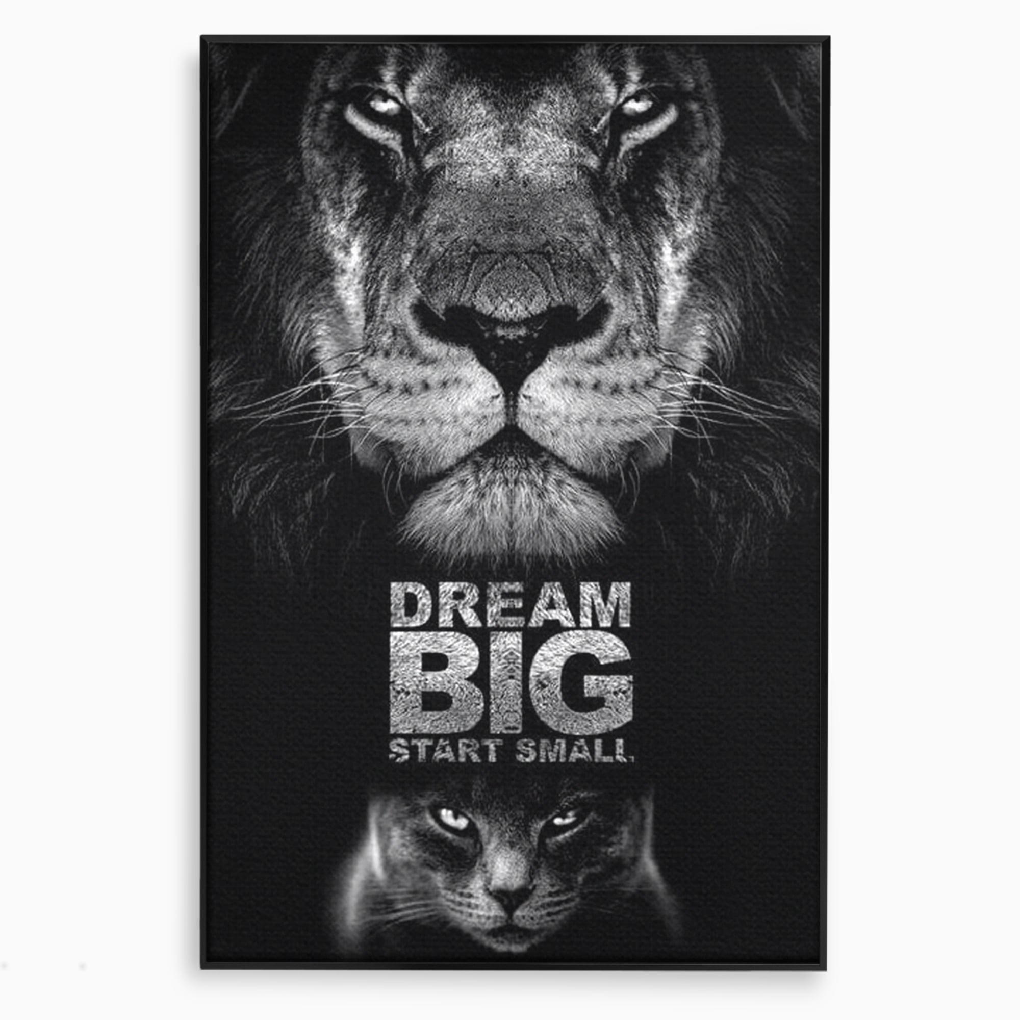 Tablou Canvas Premium LuxCanva® F1028, De la Mic la Legendar , Leu, Pisica, Evolutie, Vis, Realitate, Living Room, Birou, Culori vibrante