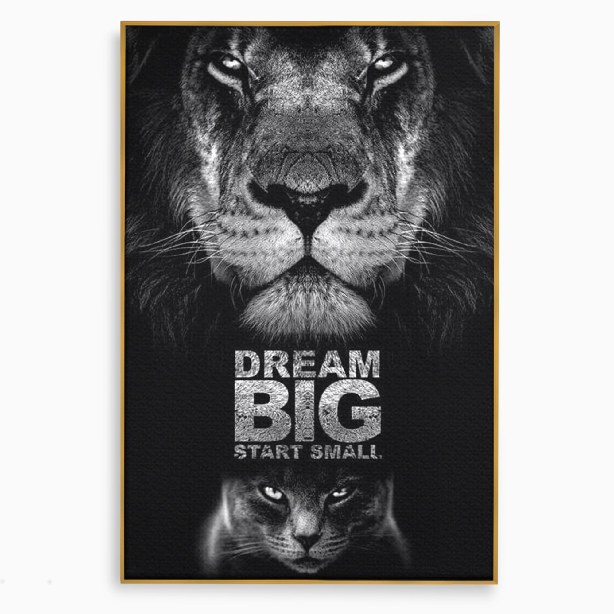 Tablou Canvas Premium LuxCanva® F1028, De la Mic la Legendar , Leu, Pisica, Evolutie, Vis, Realitate, Living Room, Birou, Culori vibrante