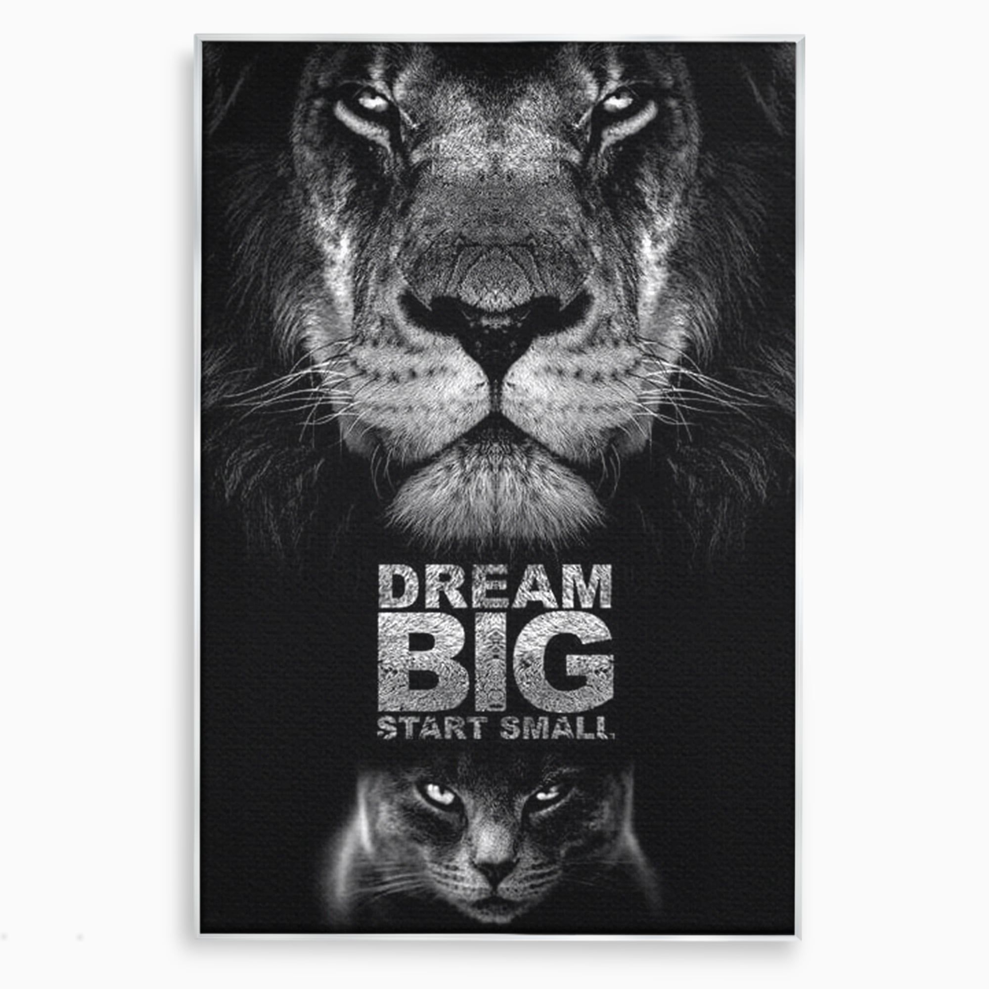 Tablou Canvas Premium LuxCanva® F1028, De la Mic la Legendar , Leu, Pisica, Evolutie, Vis, Realitate, Living Room, Birou, Culori vibrante